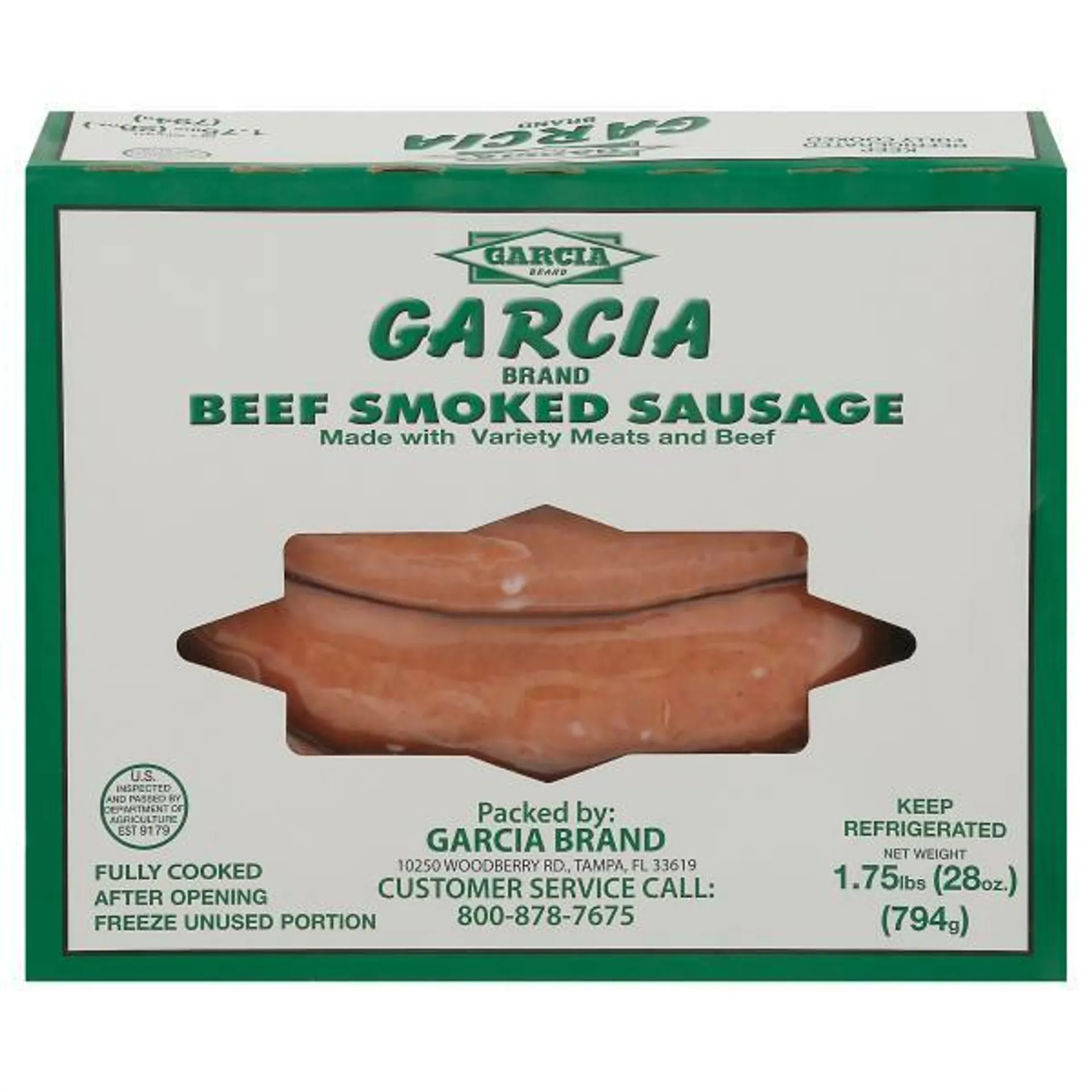 Garcia Brand Smoked Sausage, Beef