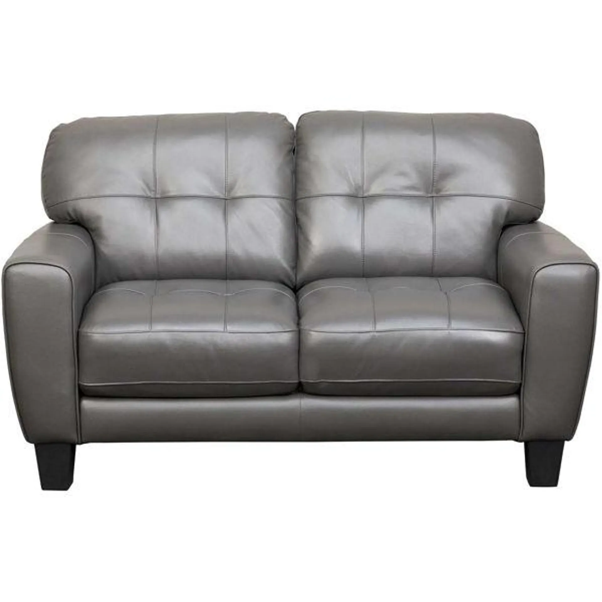 Aria Gray Leather Loveseat