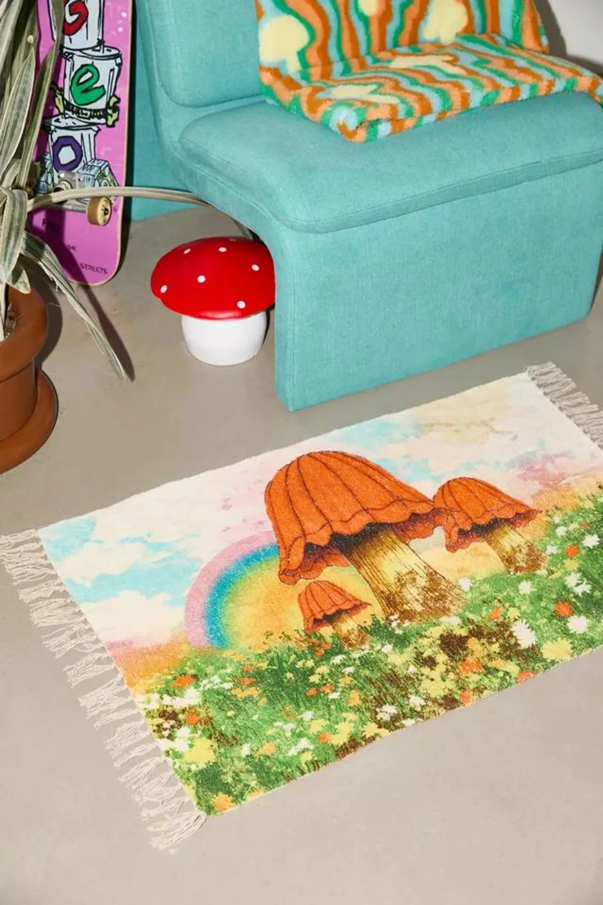 Mushroom Digital Printed Chenille Rug