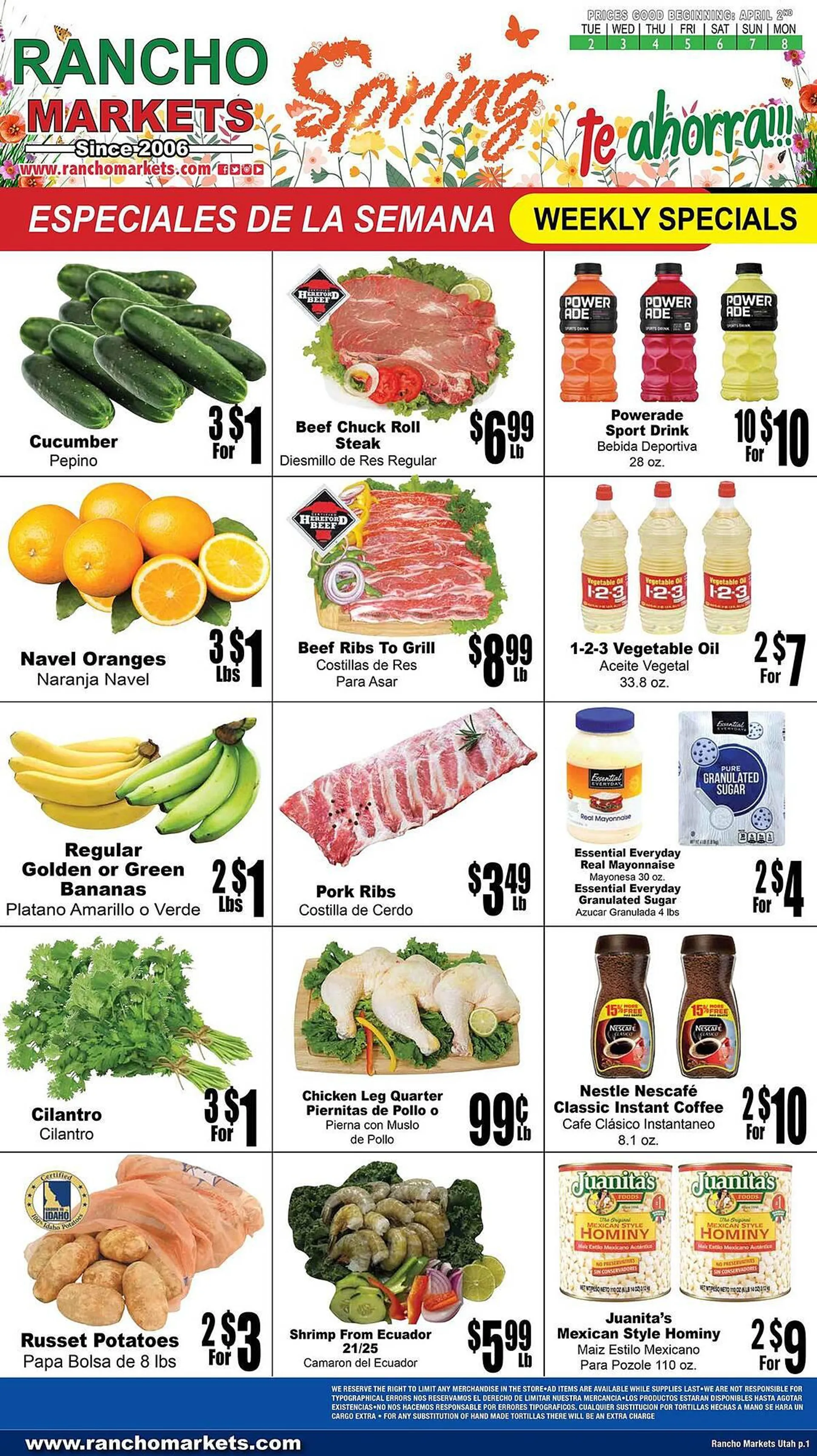 Weekly ad Rancho Markets Weekly Ad from April 2 to April 8 2024 - Page 1