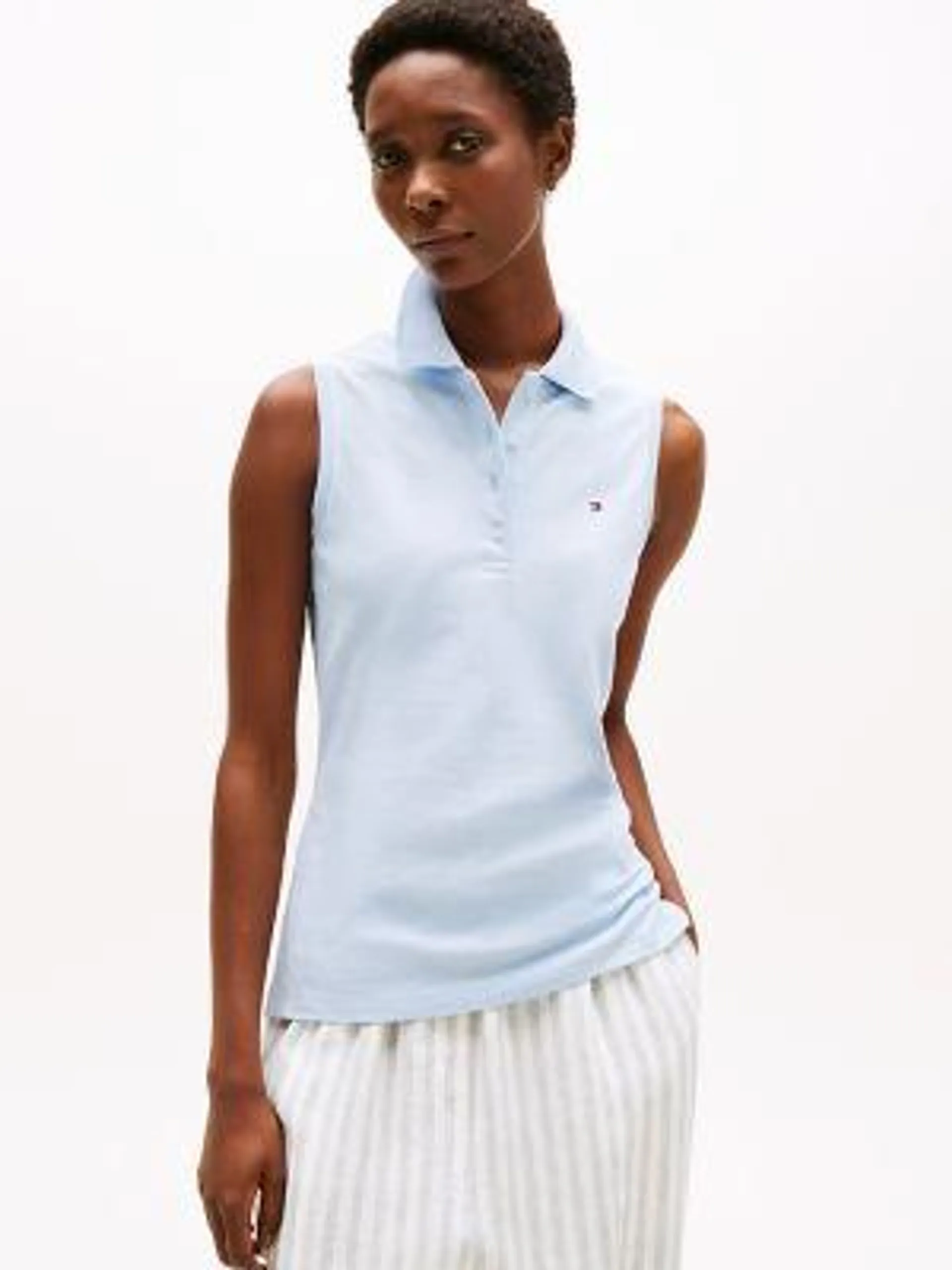 Slim Fit Sleeveless Stretch-Cotton Polo