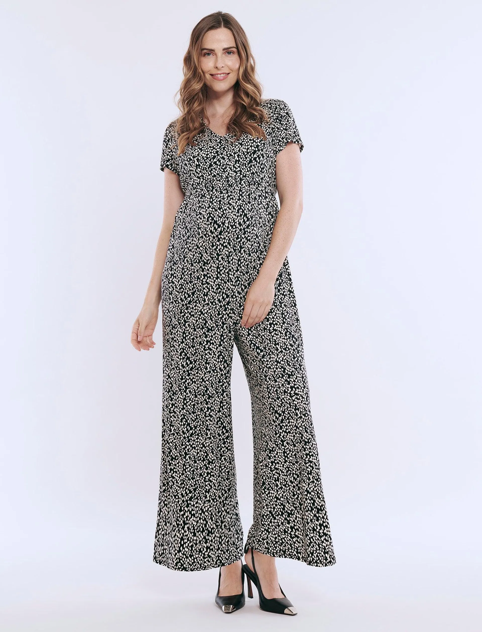 Short Sleeve V-Neck Jumpsuit