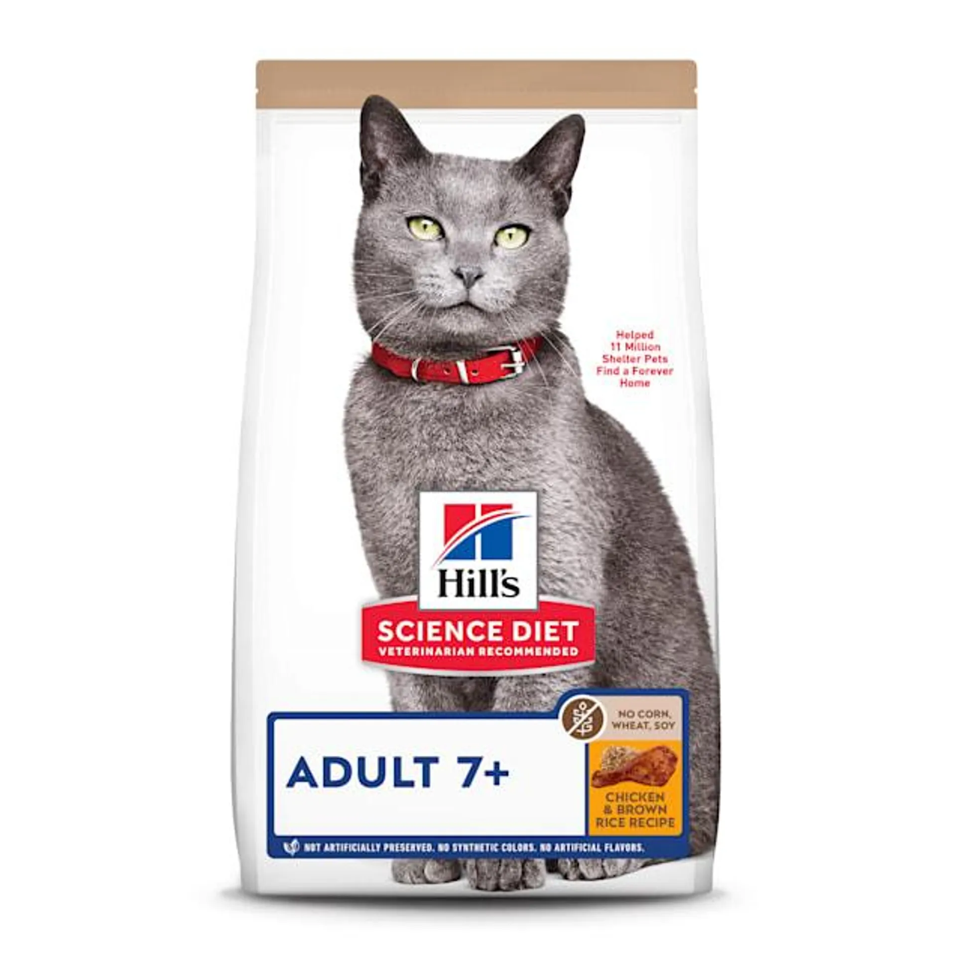 Hill's Science Diet Senior 7+ No Corn, Wheat or Soy Chicken Dry Cat Food, 15 lbs.