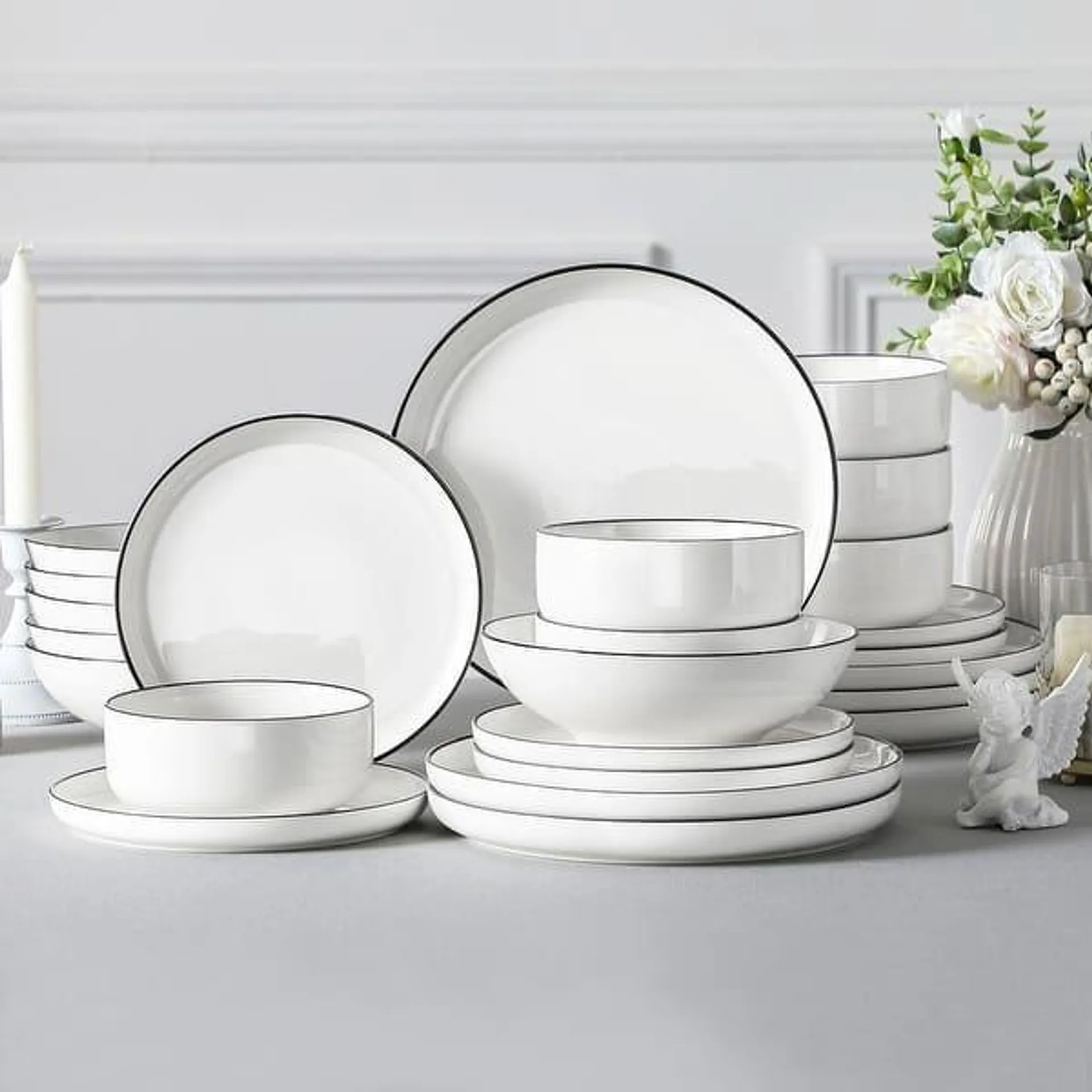 MALACASA LUNA 24-piece Porcelain Dinnerware Set (Service for 8)