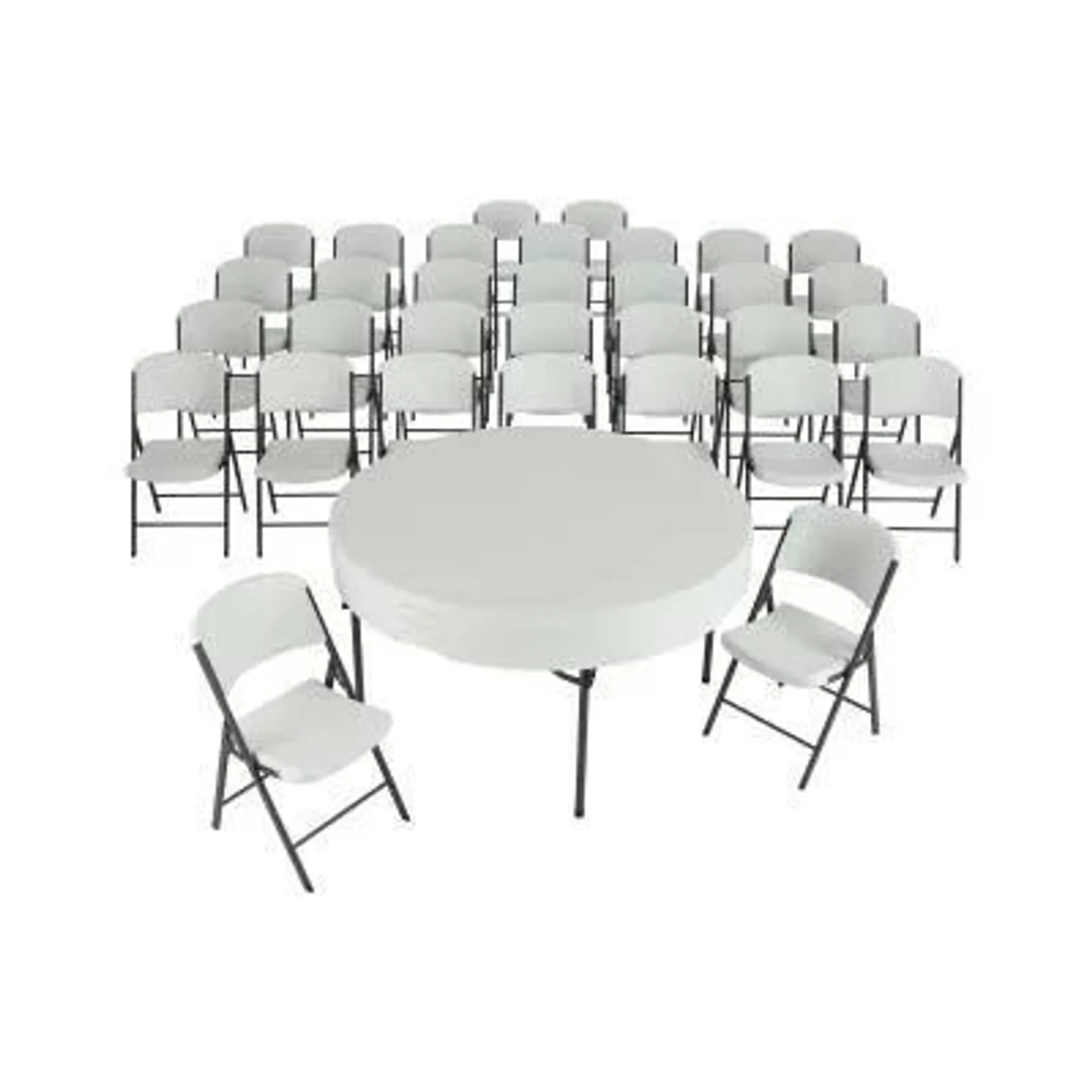 Lifetime (4) 60-Inch Round Stacking Tables and (32) Chair Combo