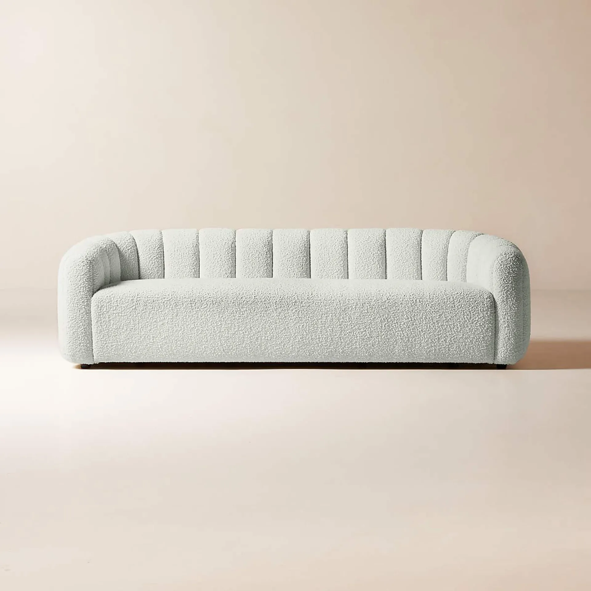 Fitz 98" Channeled White Boucle Sofa