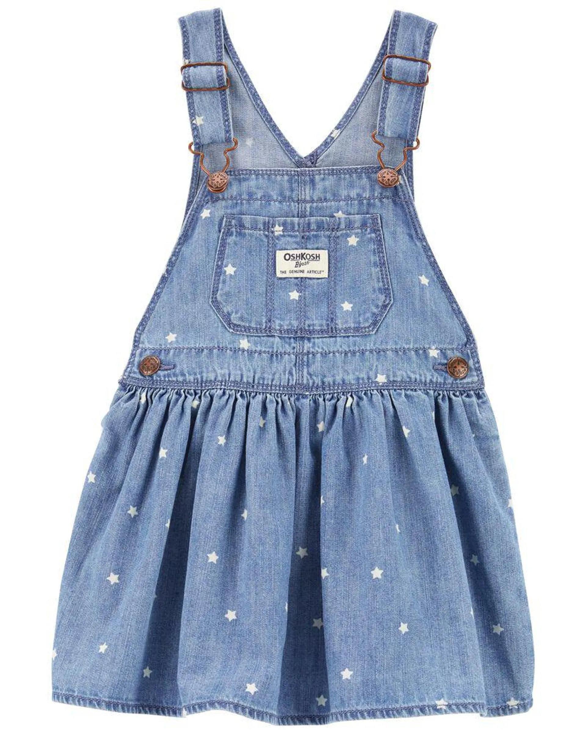 Baby Star Print Denim Jumper Dress