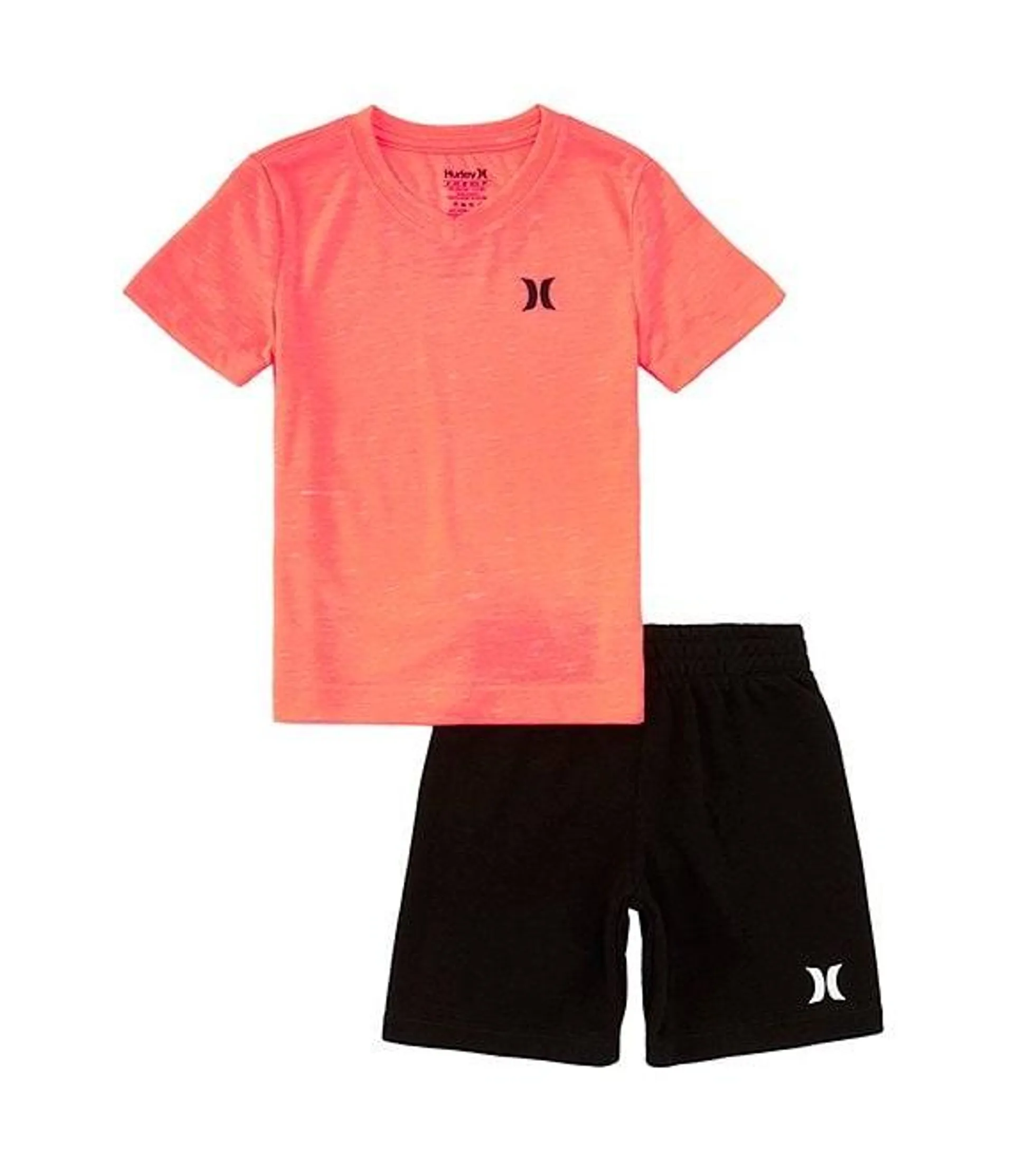 Little Boys 2T-7 Short-Sleeve Cloud Slub V-Neck Tee & French Terry Shorts 2-Piece Set