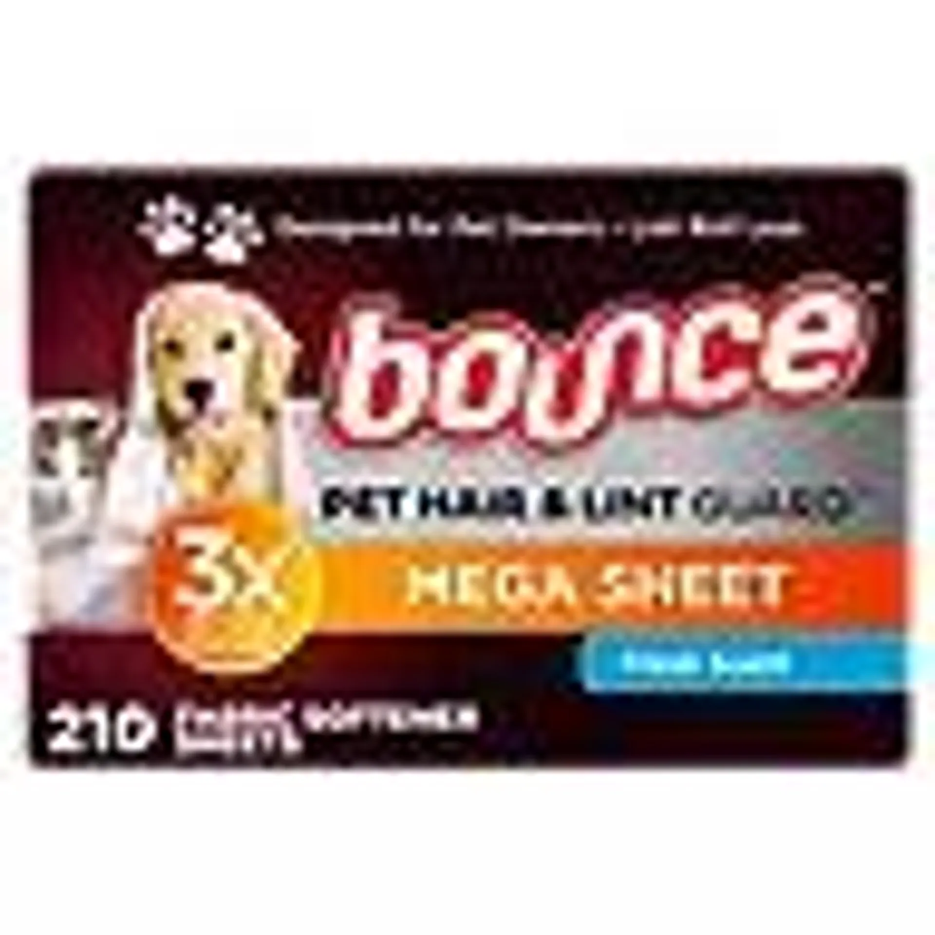 Bounce Pet Hair & Lint Guard Mega Dryer Sheets, Fresh Scent 210 ct.