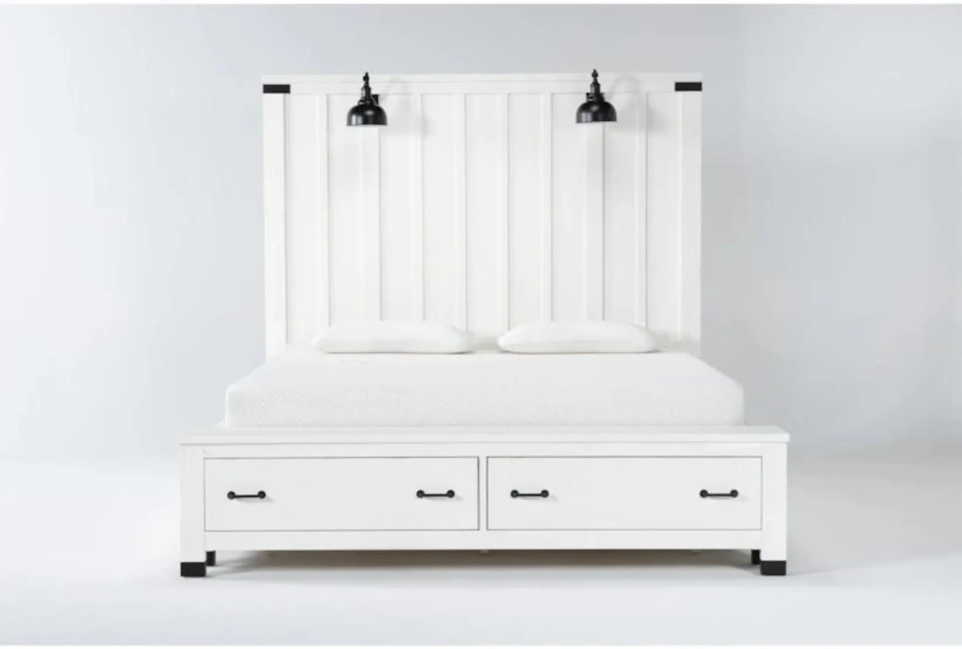 Wade White Queen Wood Panel Bed With Storage
