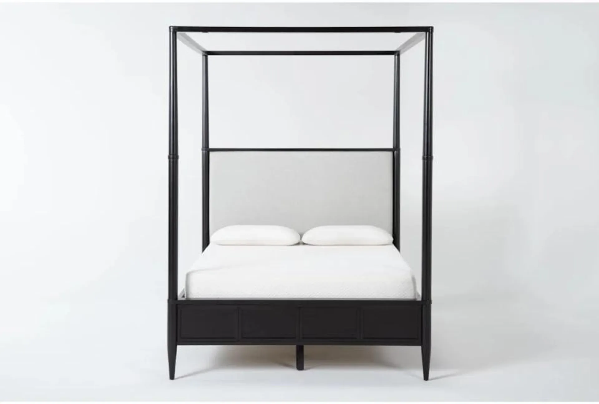 Austen Black Queen Wood & Upholstered Canopy Bed