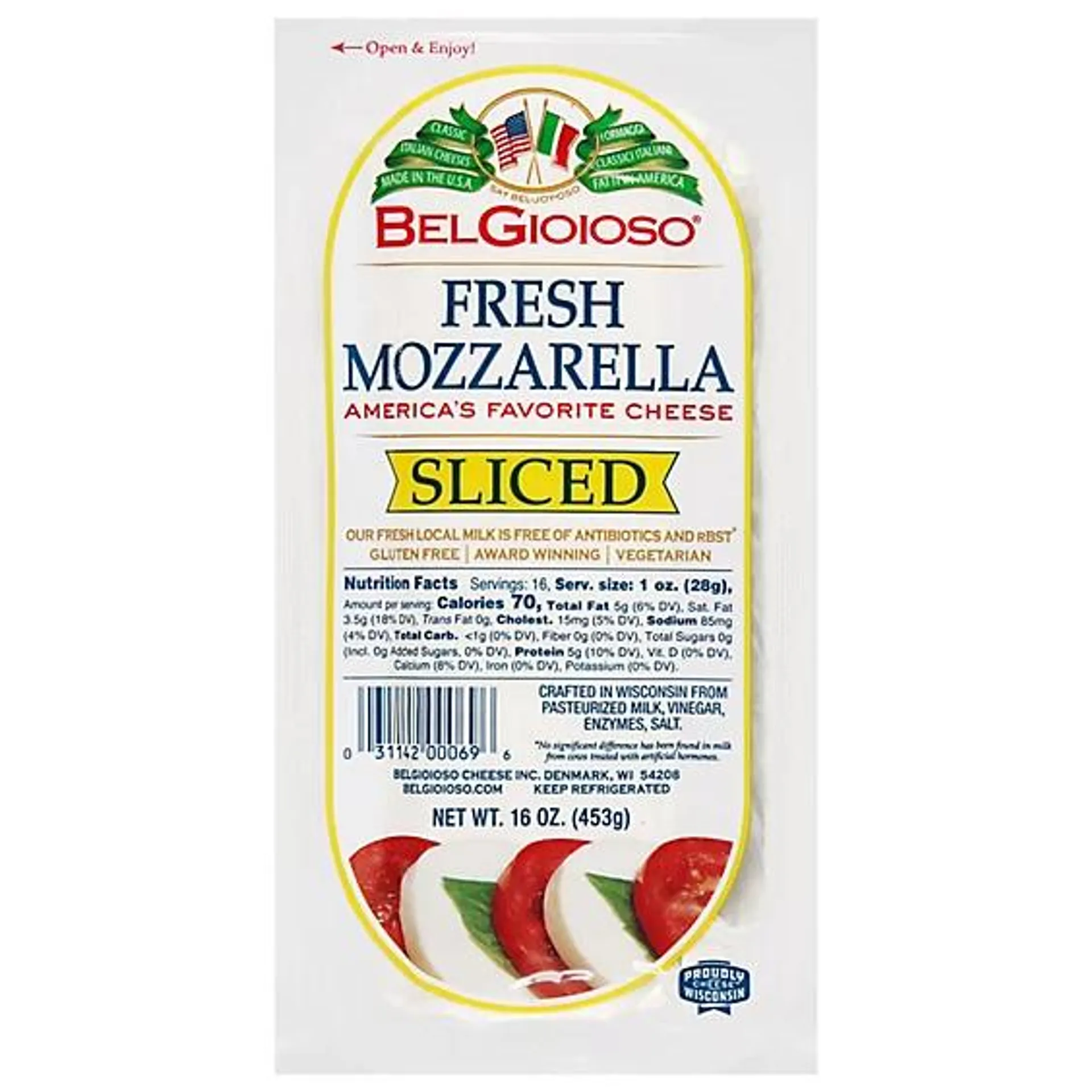 BelGioioso Fresh Mozzarella Log Pre-Sliced Specialty Cheese - 16 Oz