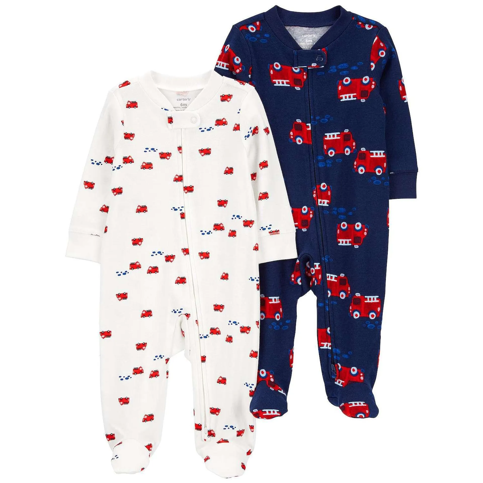 Carter's Baby 2-Pack 2-Way Fire Trucks Zip Sleep & Plays in Navy