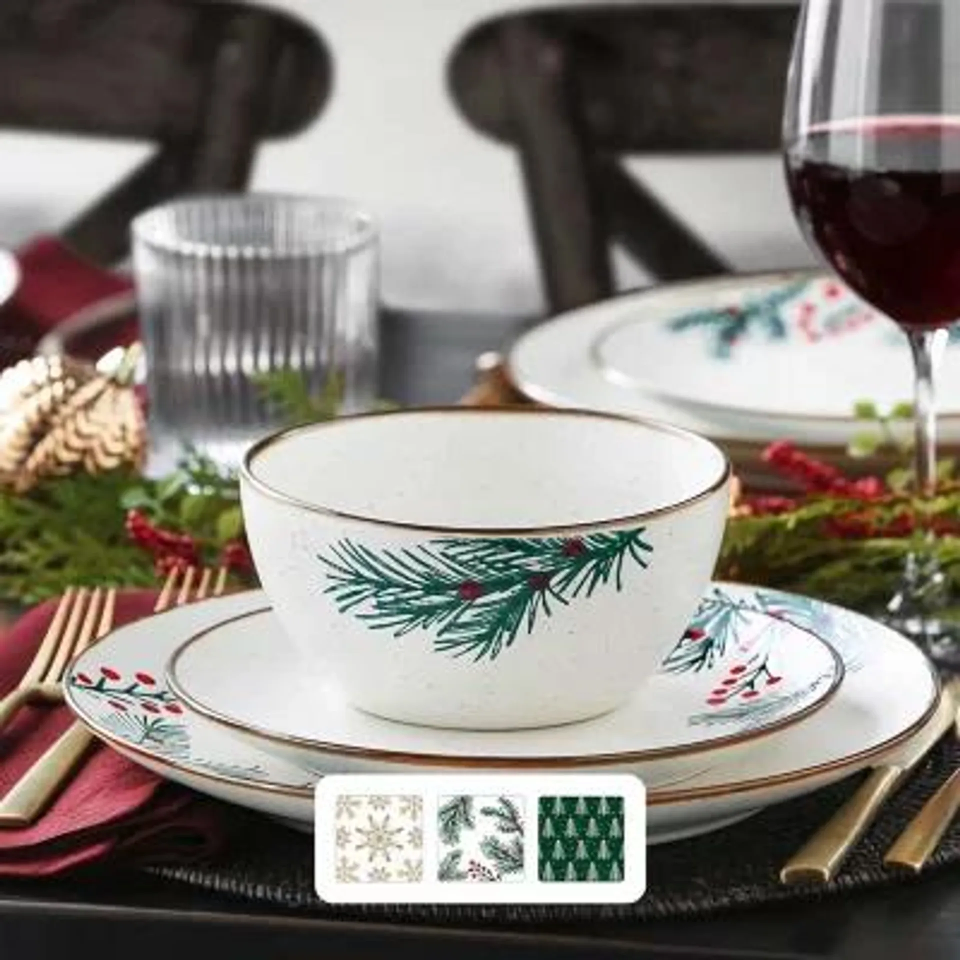 Member's Mark 12-Piece Stoneware Holiday Dinnerware Set