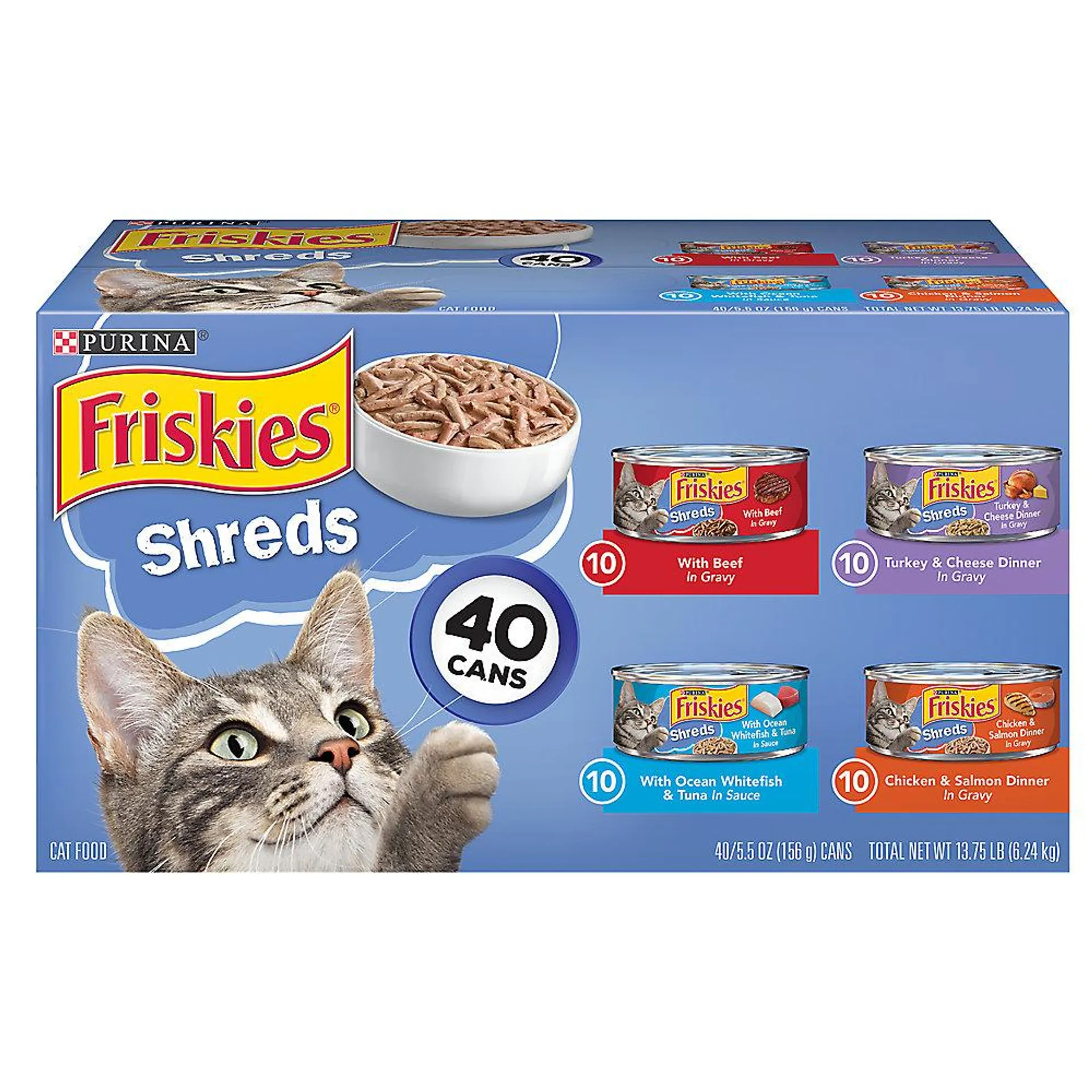 Purina® Friskies® Shreds Adult Cat Wet Food - Variety Pack, 40 Ct, 220 OZ