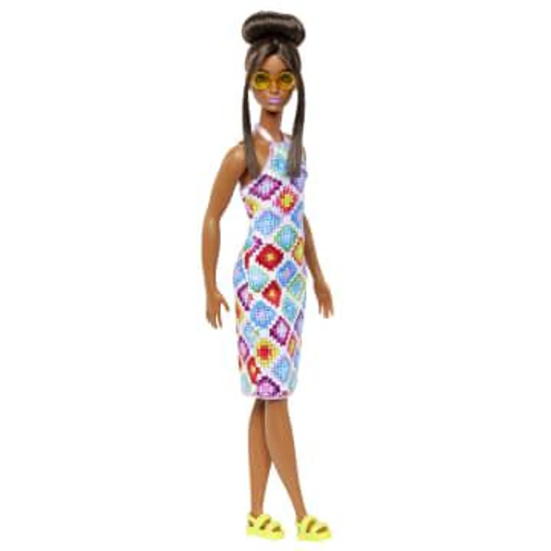 Barbie Fashionistas Doll #210 With Bun And Crochet Halter Dress