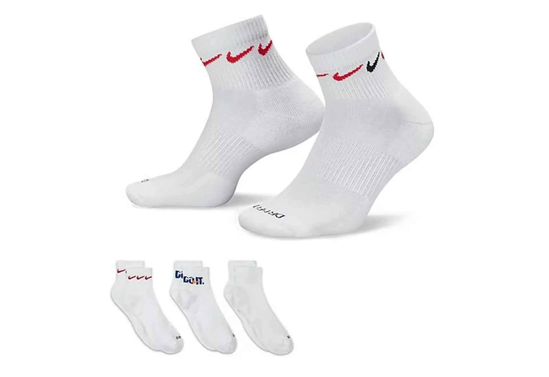 Nike Mens Large Just Do It Quarter Socks 3 Pairs - White