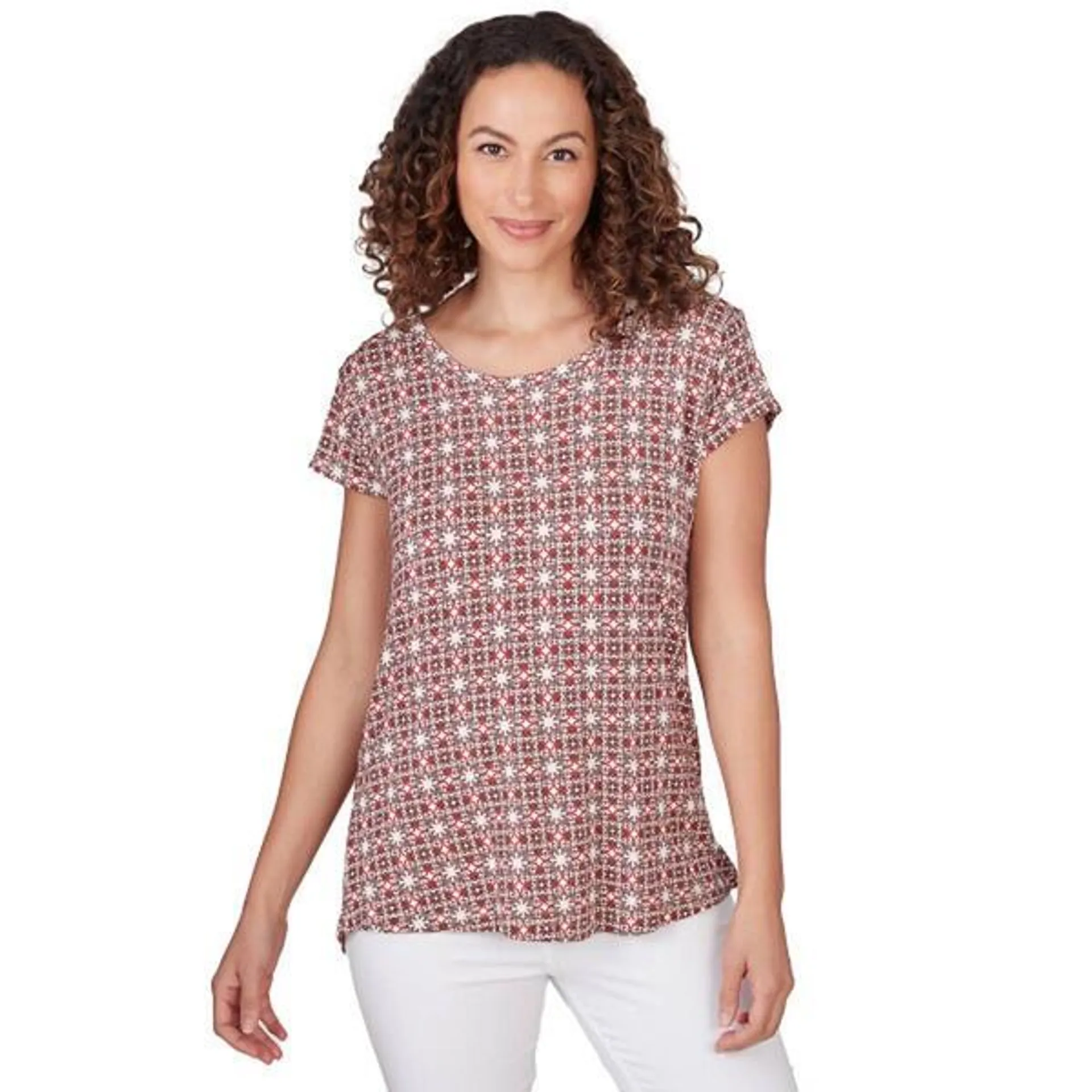 Womens Emaline Key Items Cap Sleeve Checkered Blouse