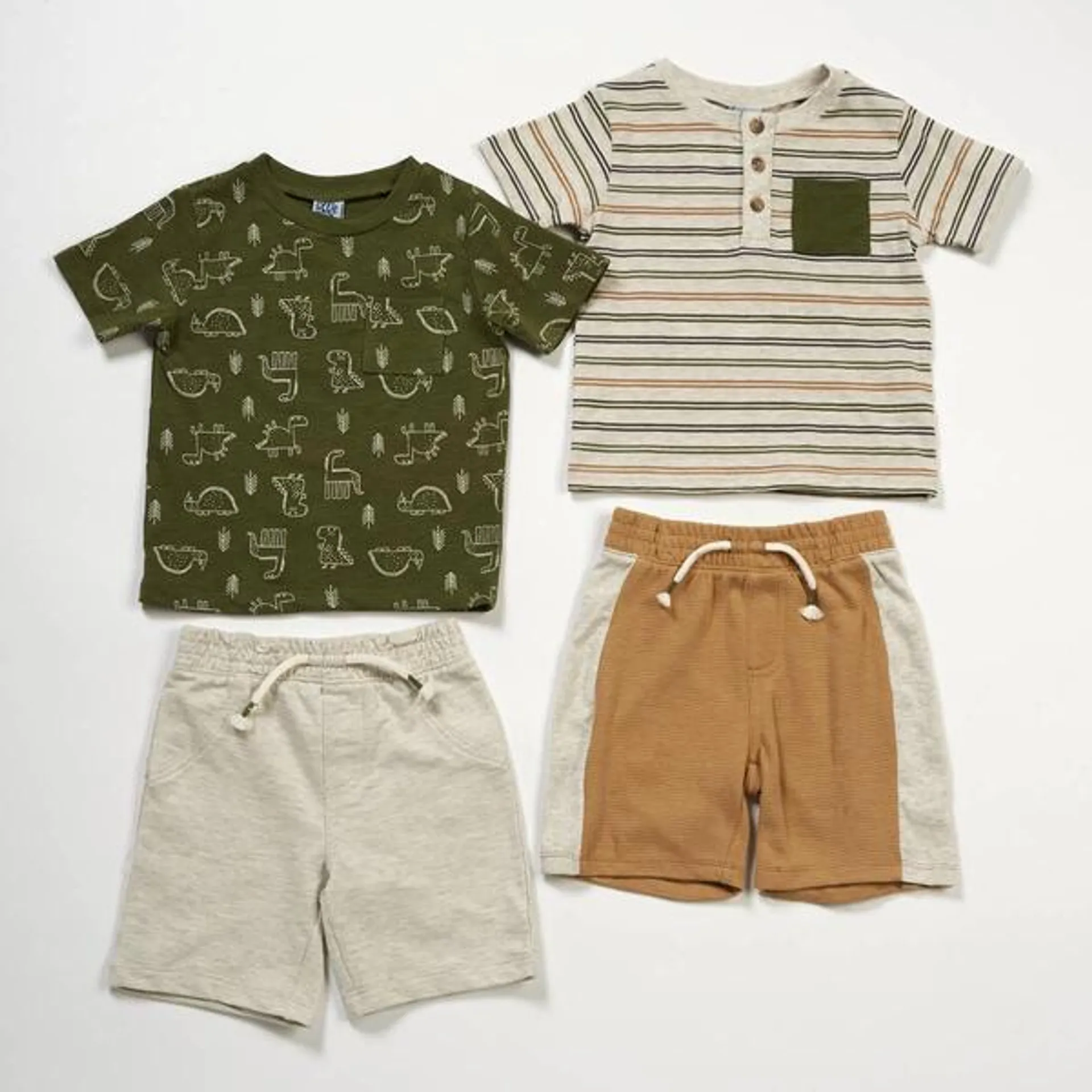 Toddler Boy Little Lad® 4pc. Striped Dino Mix & Match Shorts Set