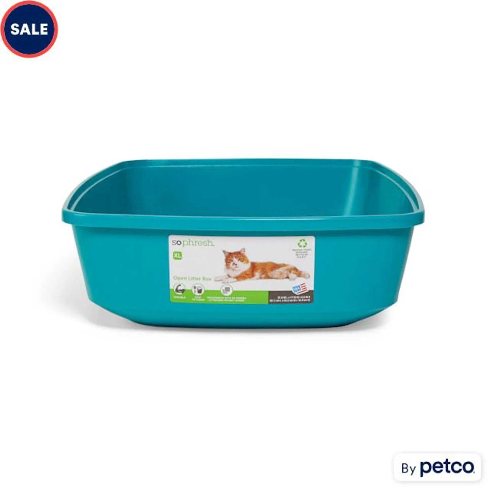 So Phresh Blue Open Cat Litter Box, 22.5" L X 17" W X 5.4" H