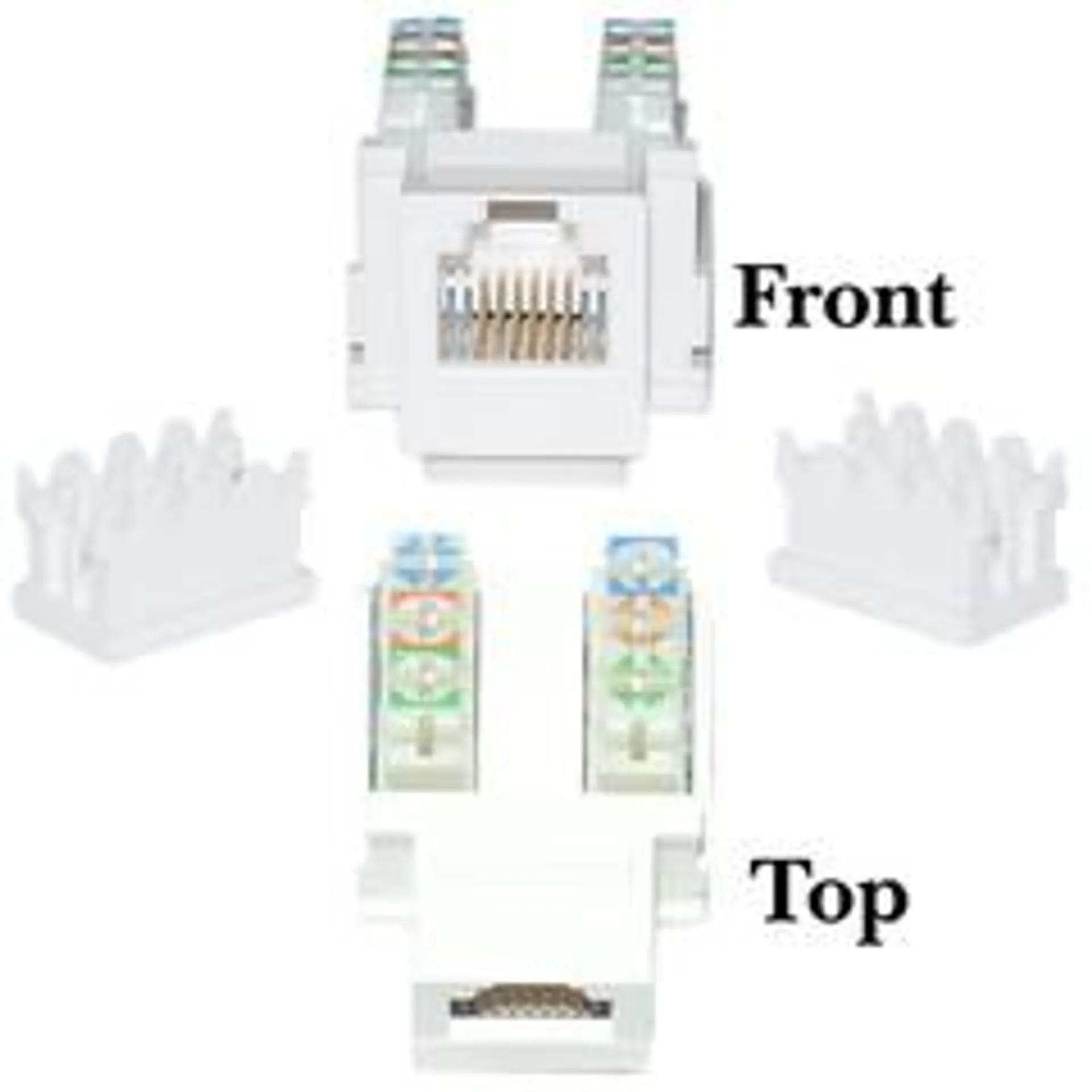 CableWholesale Keystone Insert, White, Phone/data Jack, Rj11 / Rj12 Female To 110 Type Punch Down