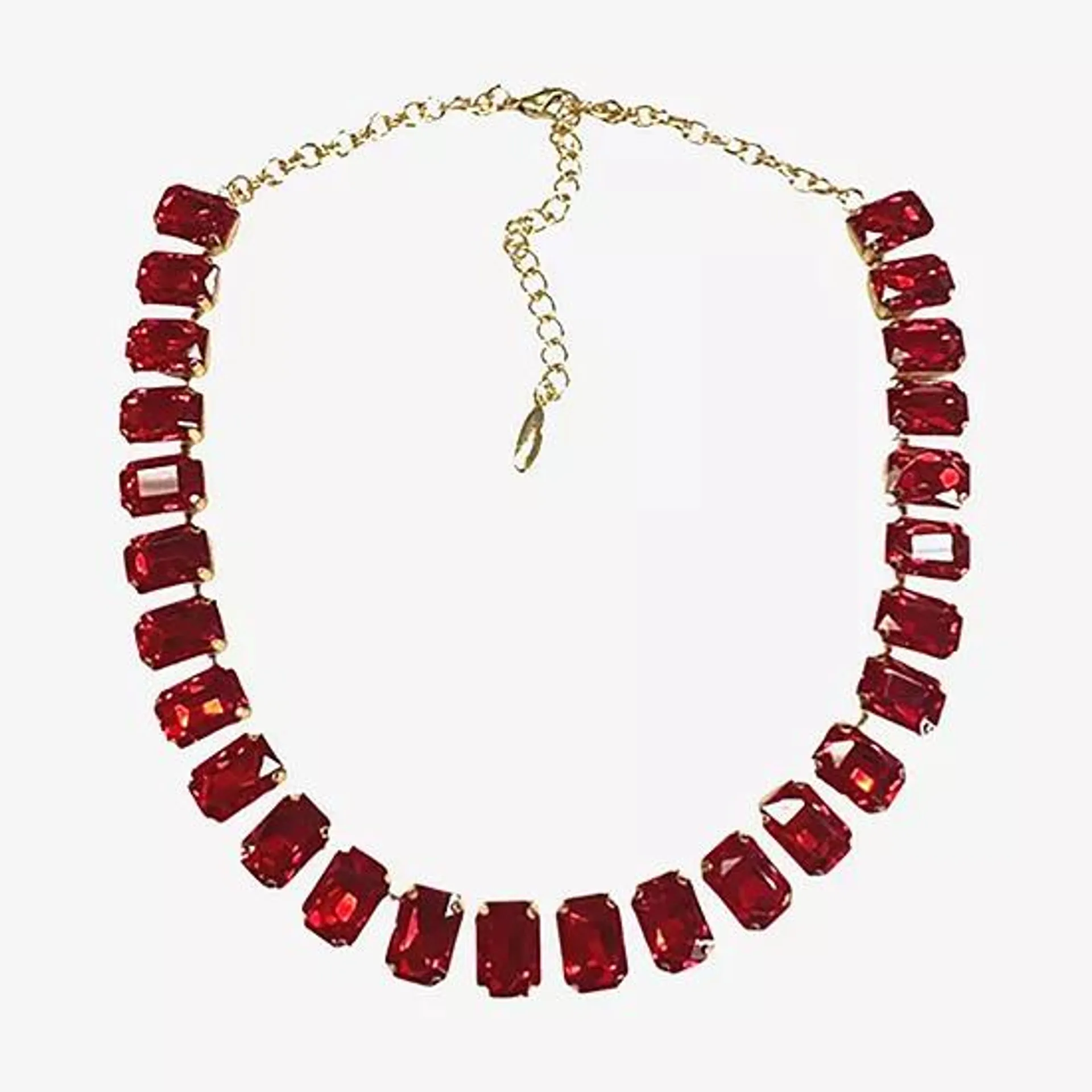 Bijoux Bar Gold Tone Crystal 17 Inch Link Collar Necklace