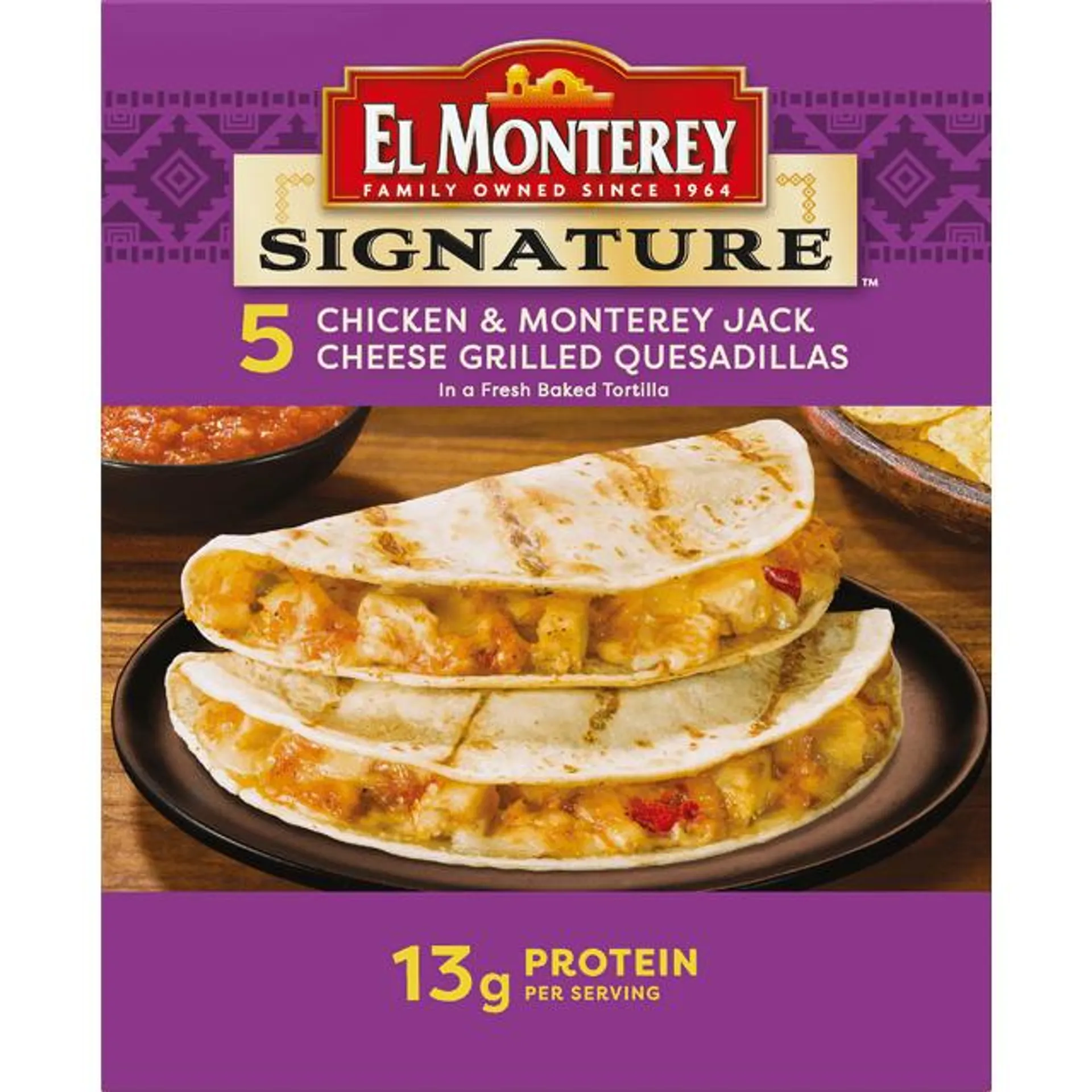 El Monterey Signature Chicken & Monterey Jack Cheese Grilled Quesadillas 5 count, 20 oz (Frozen)