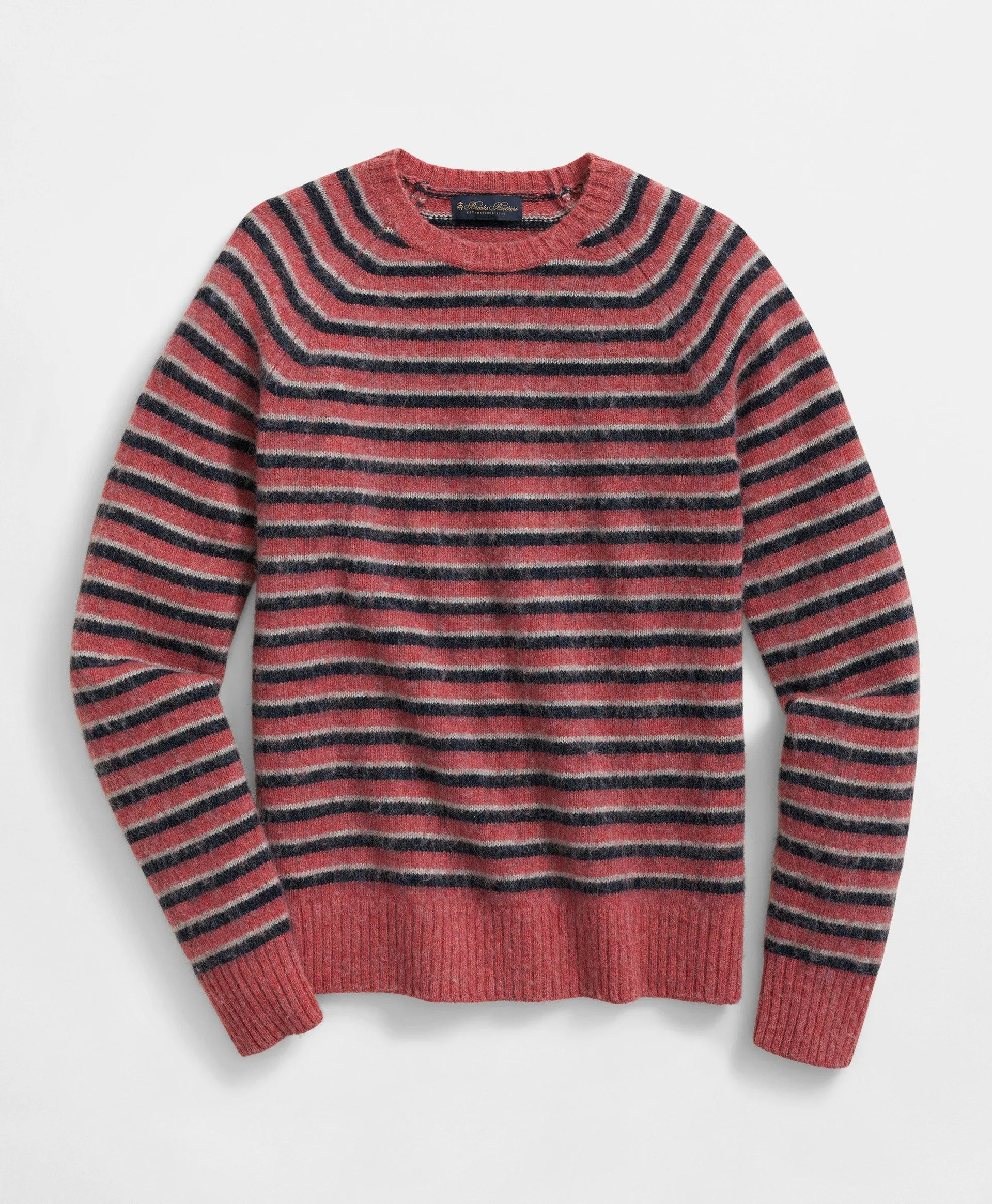 Crewneck Sweater in Striped Brush Wool