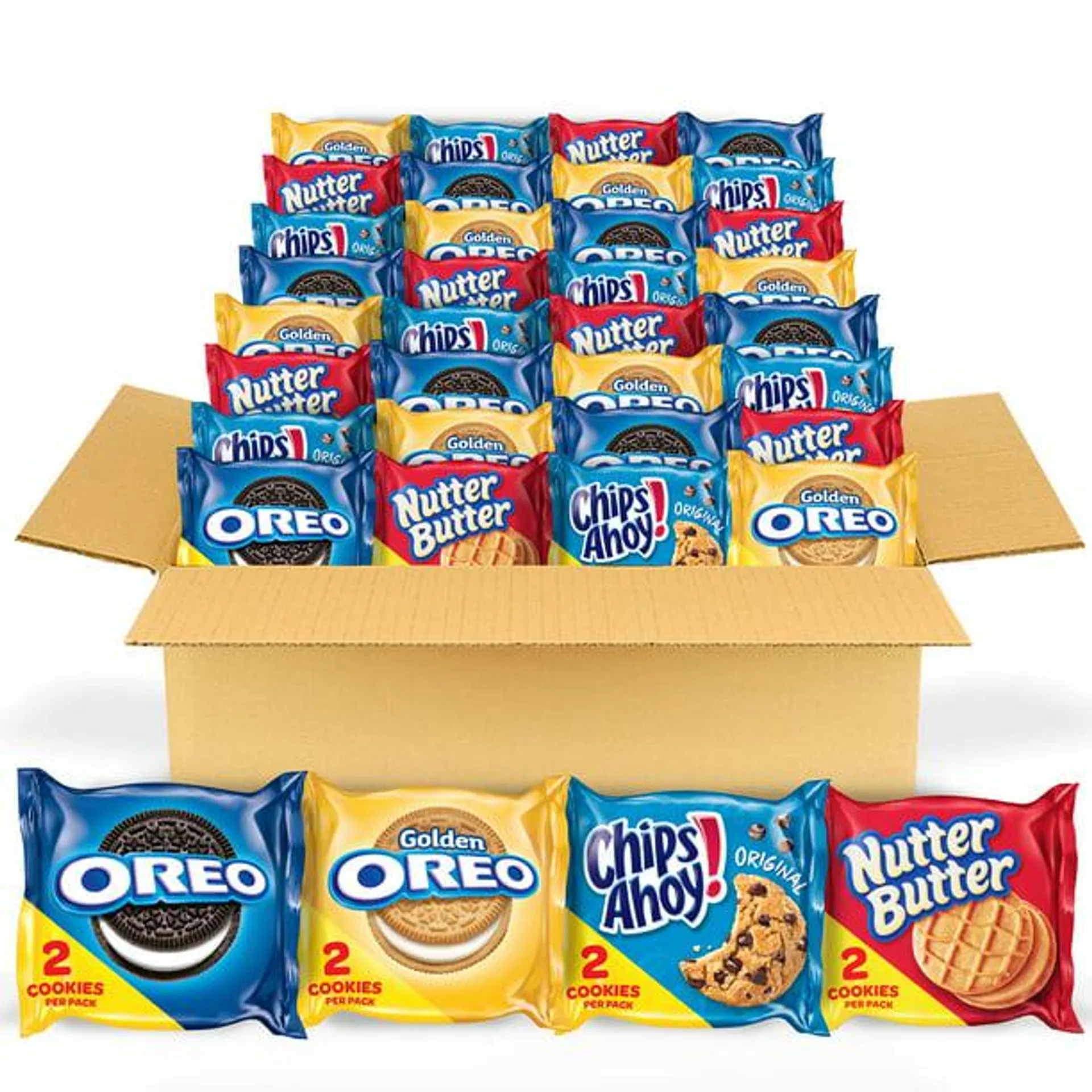 OREO Original, OREO Golden, CHIPS AHOY! & Nutter Butter Cookie Variety Pack, 56 ct Snack Packs