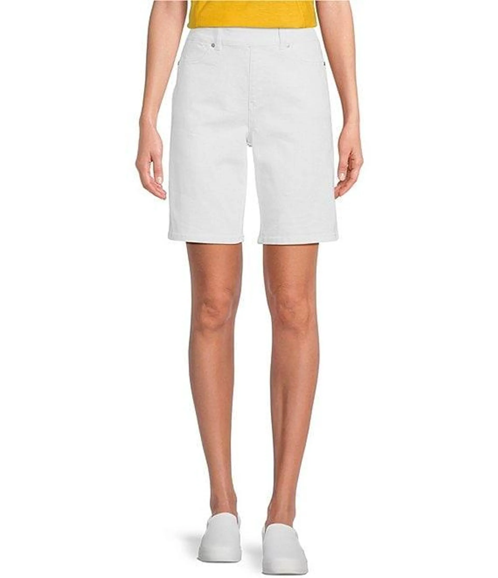 High Rise Flat Front Pocketed Bermuda Shorts