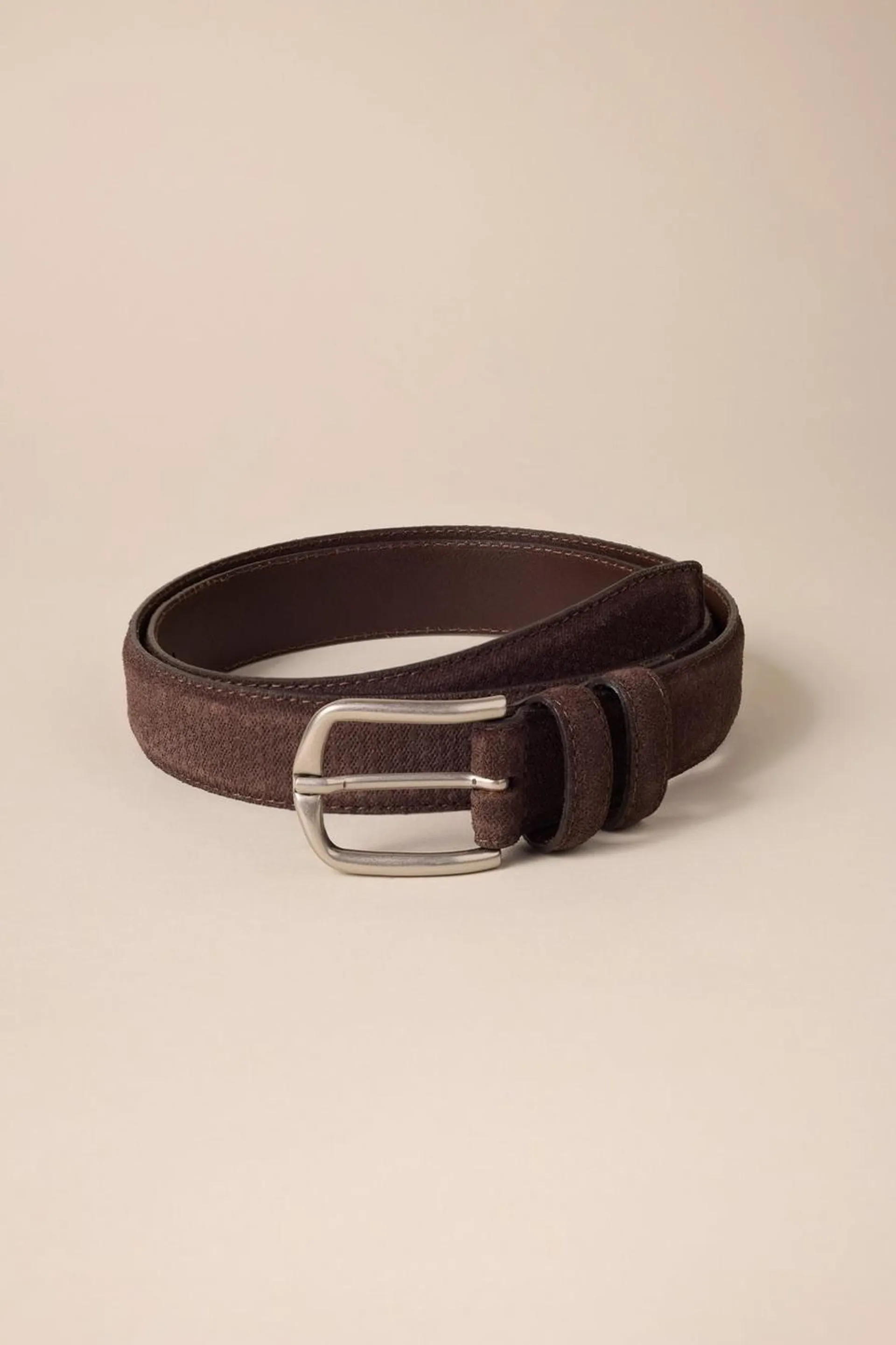 double keeper textured suede belt