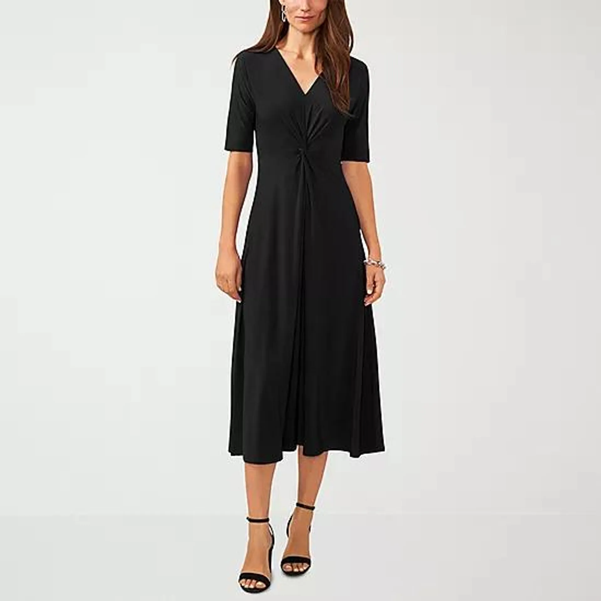 new! MSK Womens Short Sleeve Midi Fit + Flare Dress