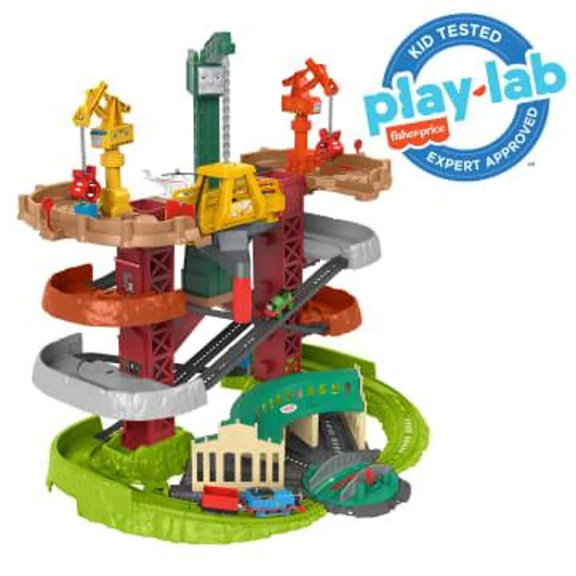 Thomas And Friends Multi-Level Train Set With Spinning Turntable, Trains & Cranes Super Tower