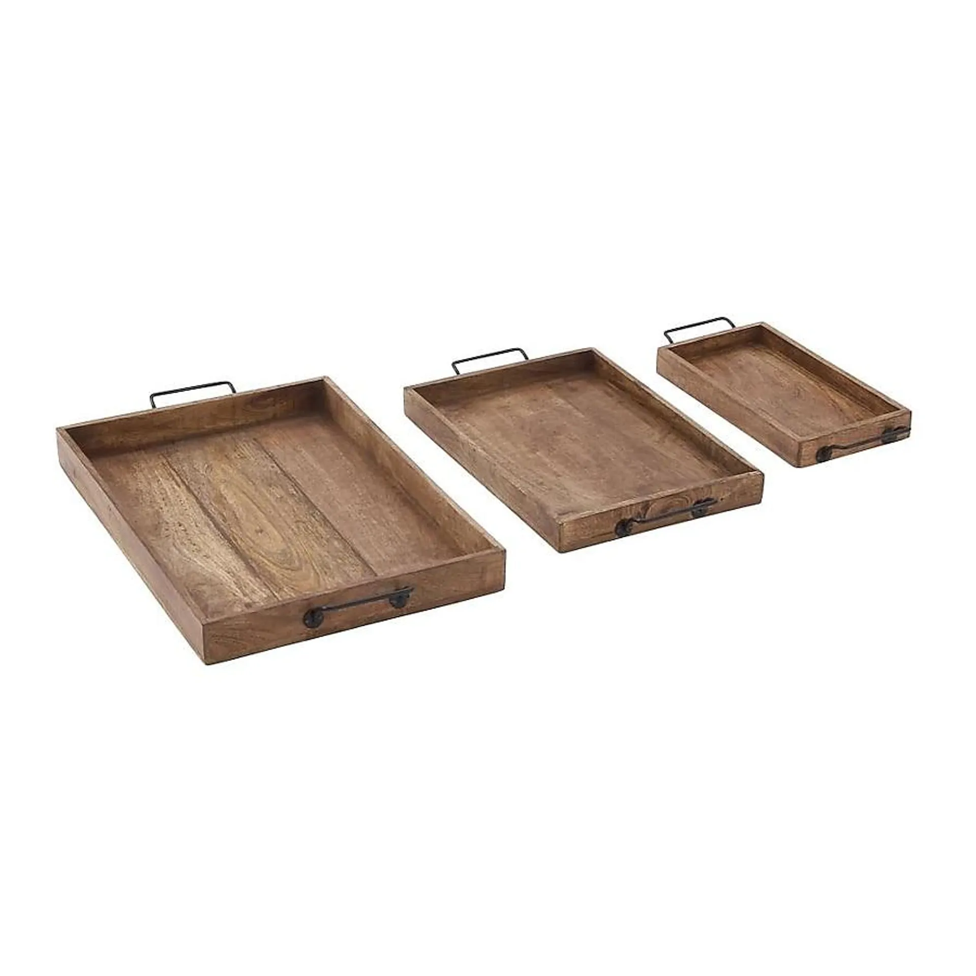 Grayson Lane 3-Pack Brown Wood Industrial Decorative Tray