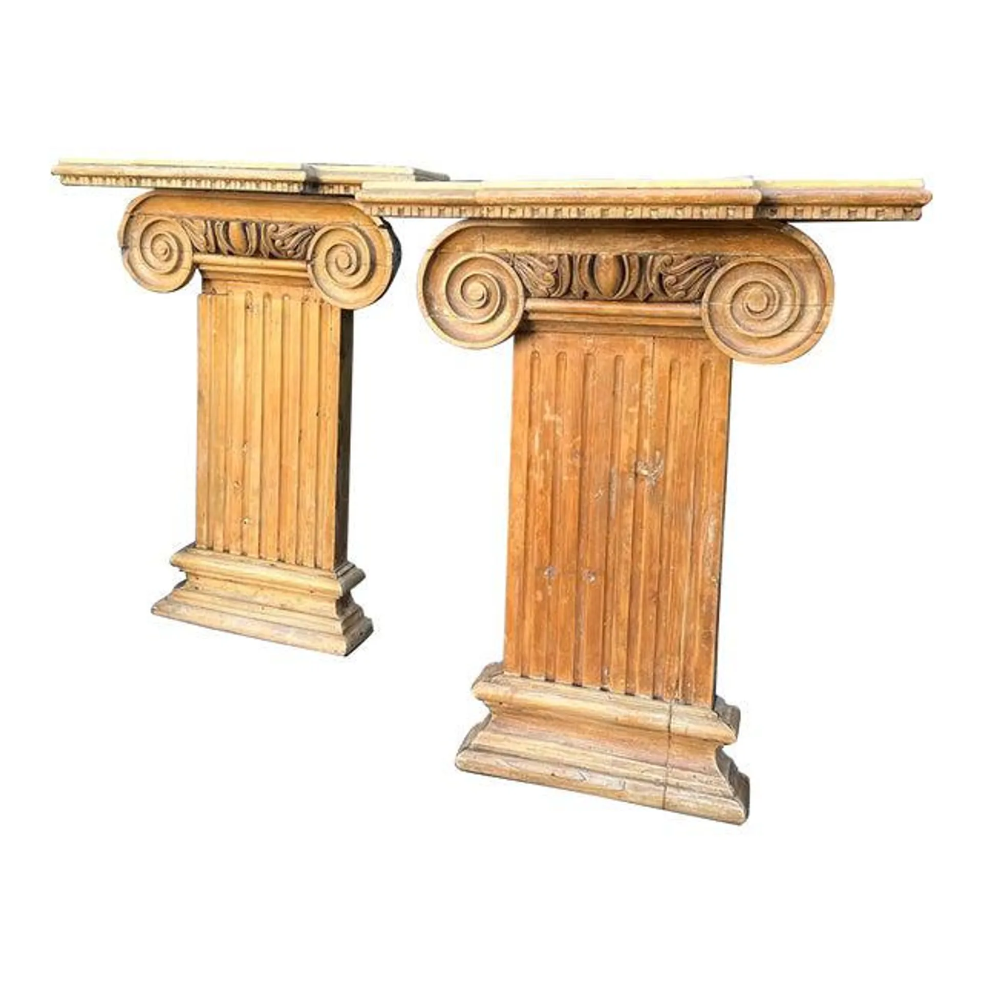 Antique 18th C Corinthian Column Now Console Tables - a Pair