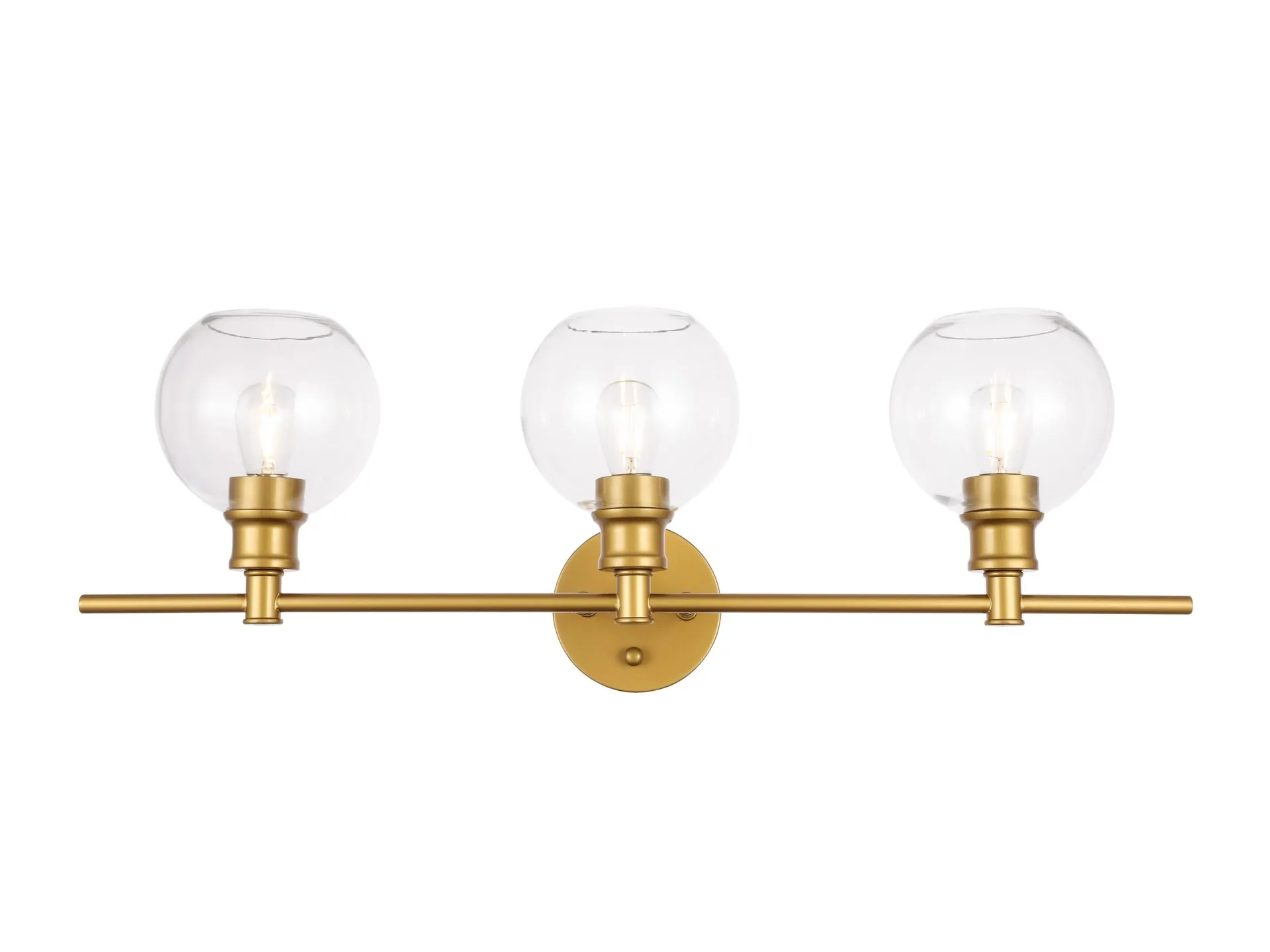 Collier 3 Light Brass And Clear Glass Wall Sconce