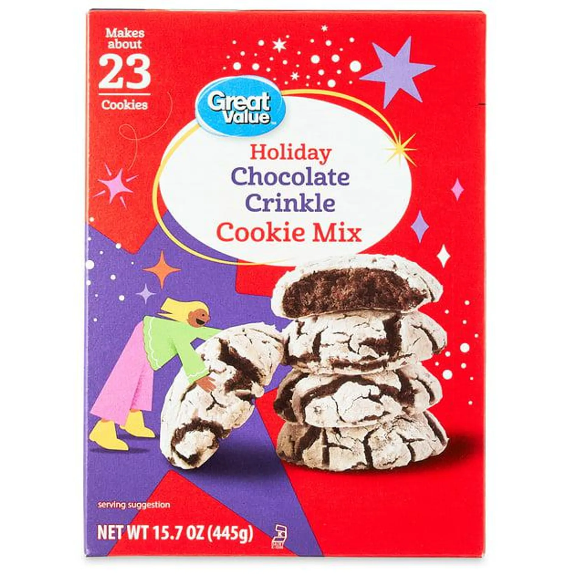 Great Value Holiday Chocolate Crinkle Cookie Mix, 15.7 oz