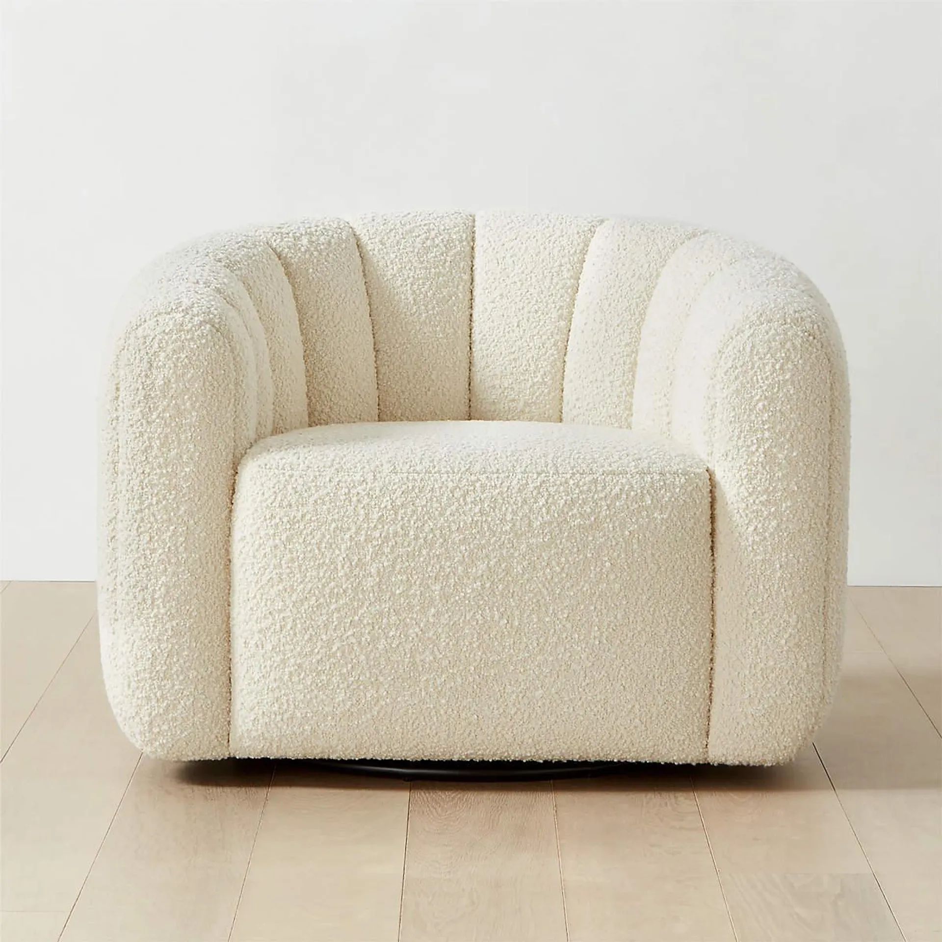 Fitz Channeled White Boucle Swivel Chair Set of 2