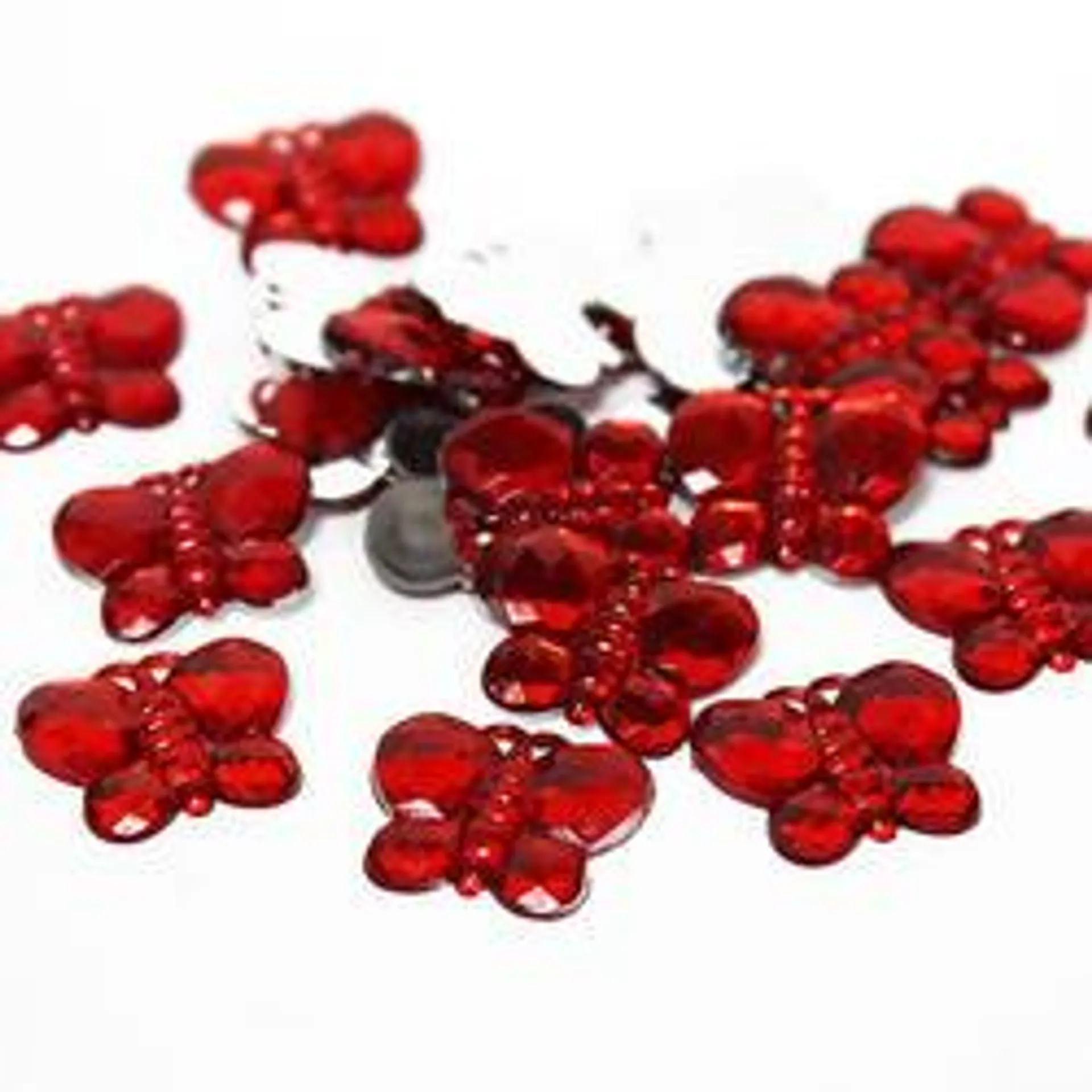 Red Flat Back Butterfly Rhinestones (Package of 30 pieces)