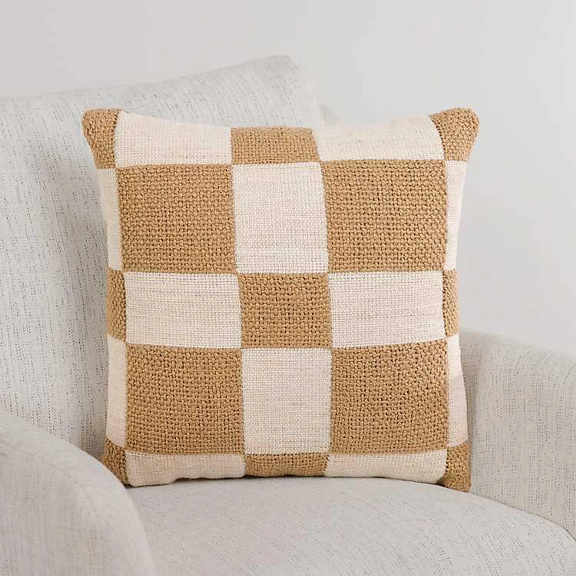 Taupe Modern Checkerboard Pillow