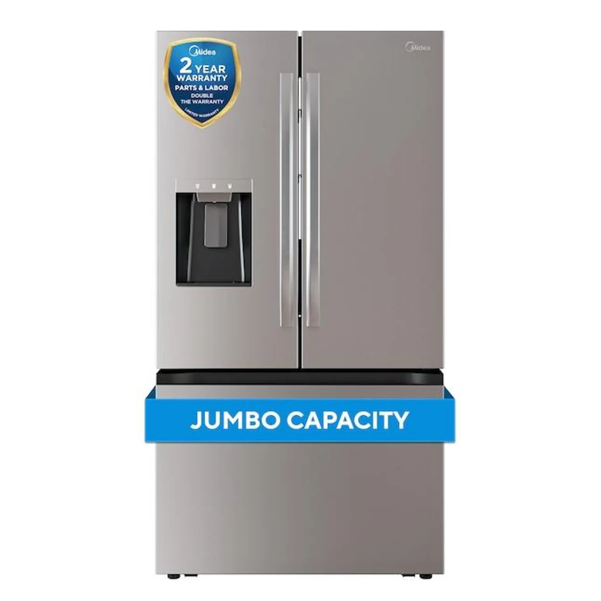 Midea Jumbo Capacity 29.3-cu ft Smart French Door Refrigerator with Dual Ice Maker, Water and Ice Dispenser (Stainless Steel) ENERGY STAR