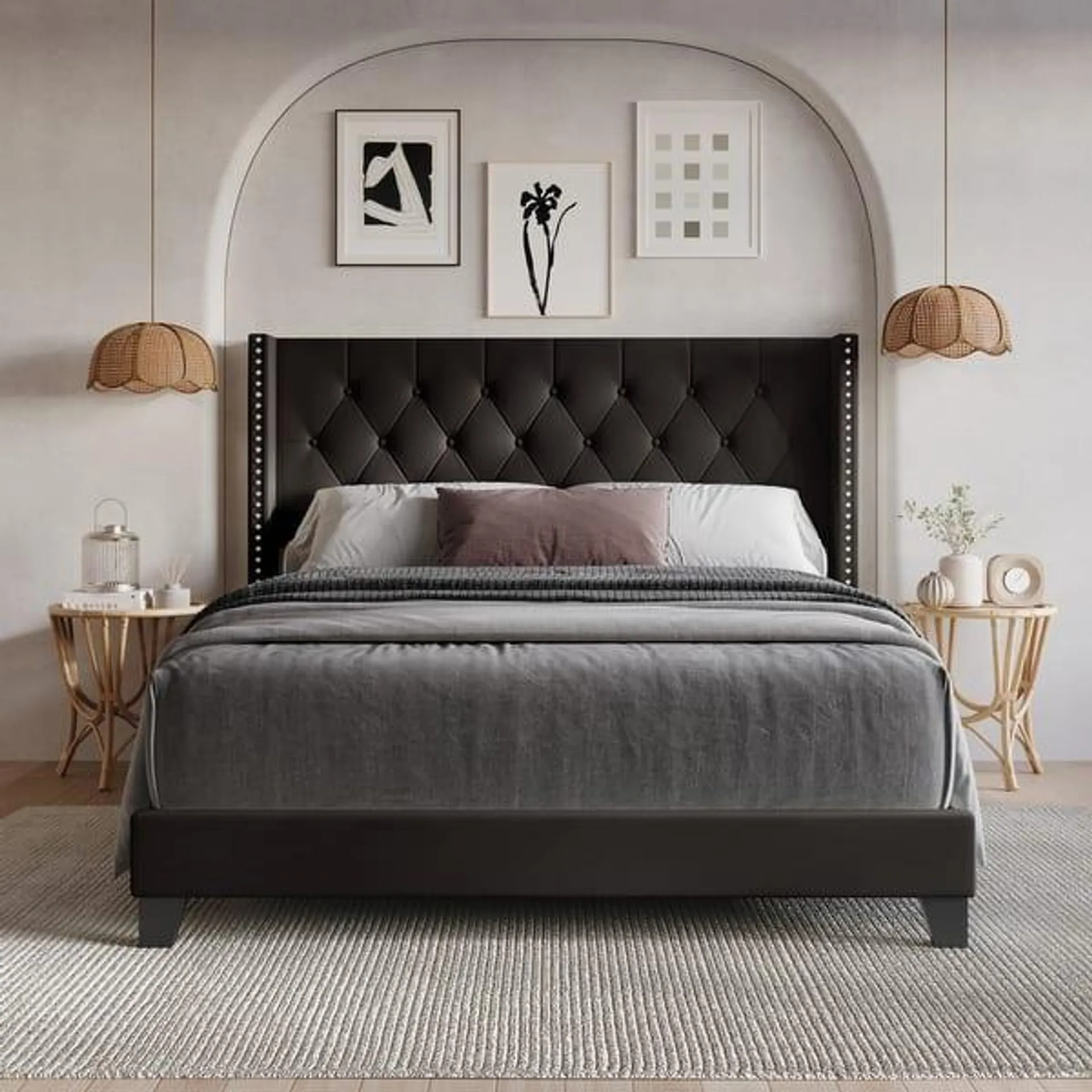 Homer Tufted Upholstered Panel Bed