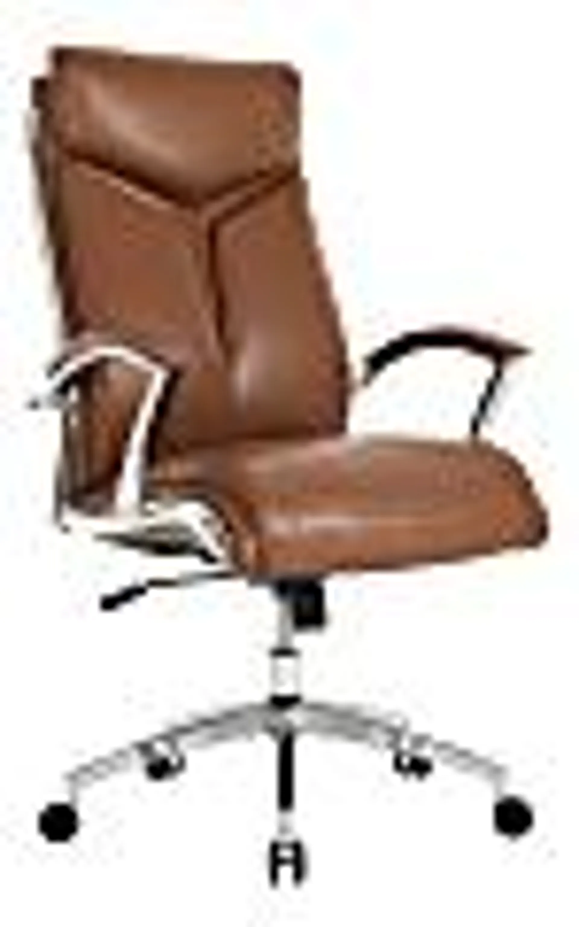 Realspace® Modern Comfort Verismo Bonded Leather High-Back Executive Office Chair, Brown/Chrome, BIFMA Compliant