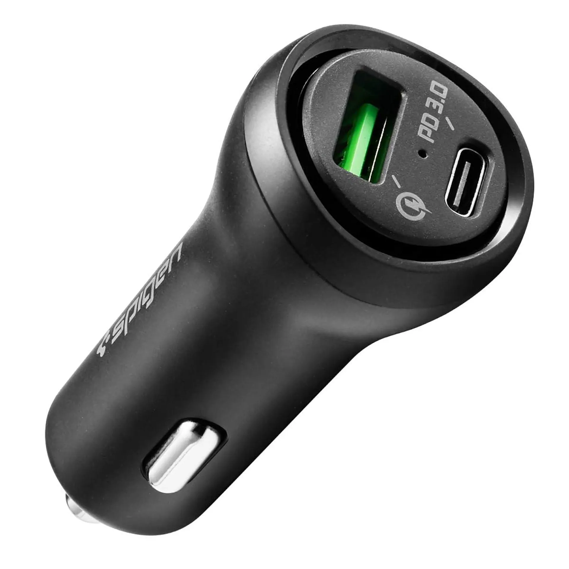 Spigen Essential USB C Car Charger, 45W Dual Port Car Charger Fast Charge (PD 27W + Quick Charge 18W) Type C Car Adapter f…