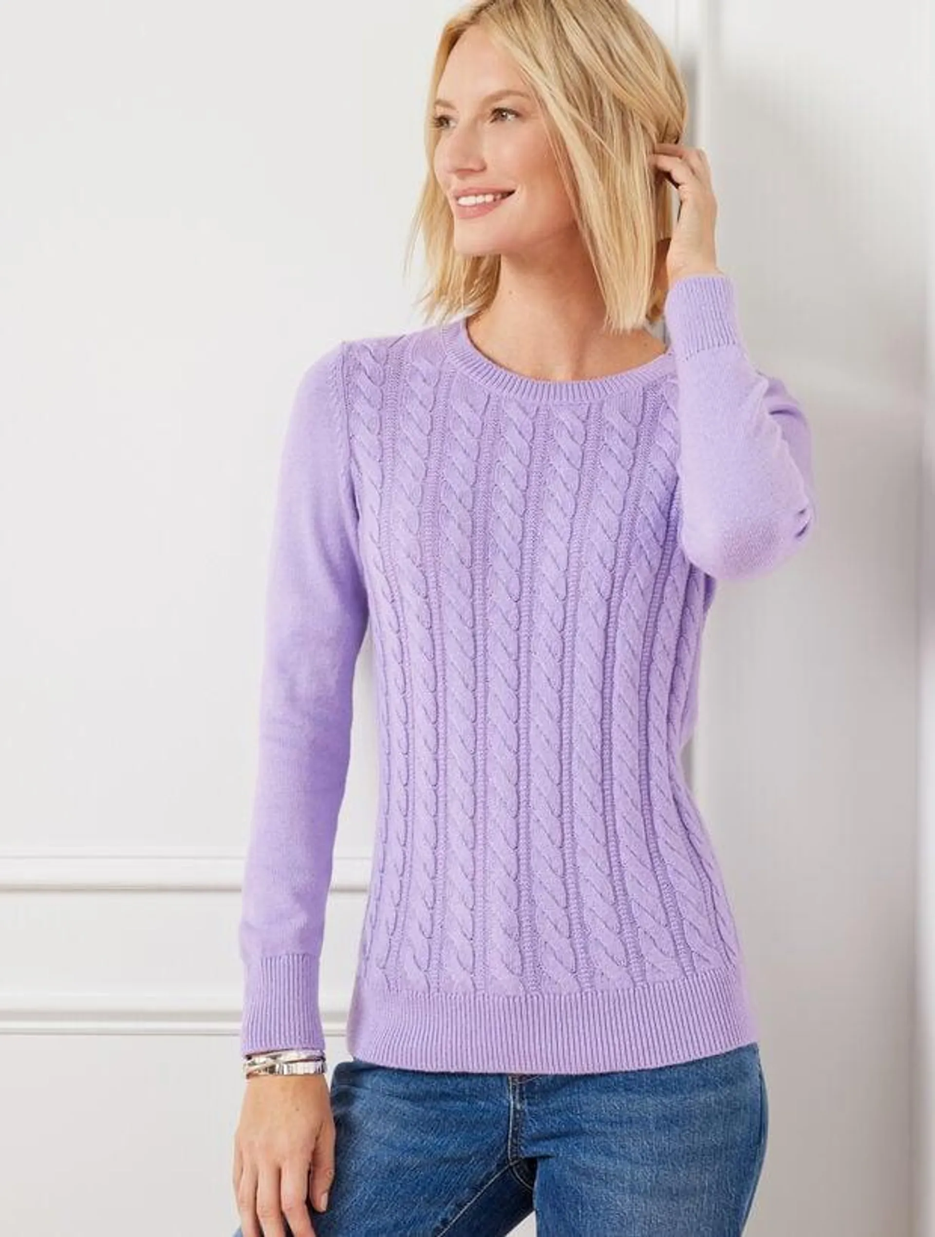 Soft Cable Knit Crewneck Sweater