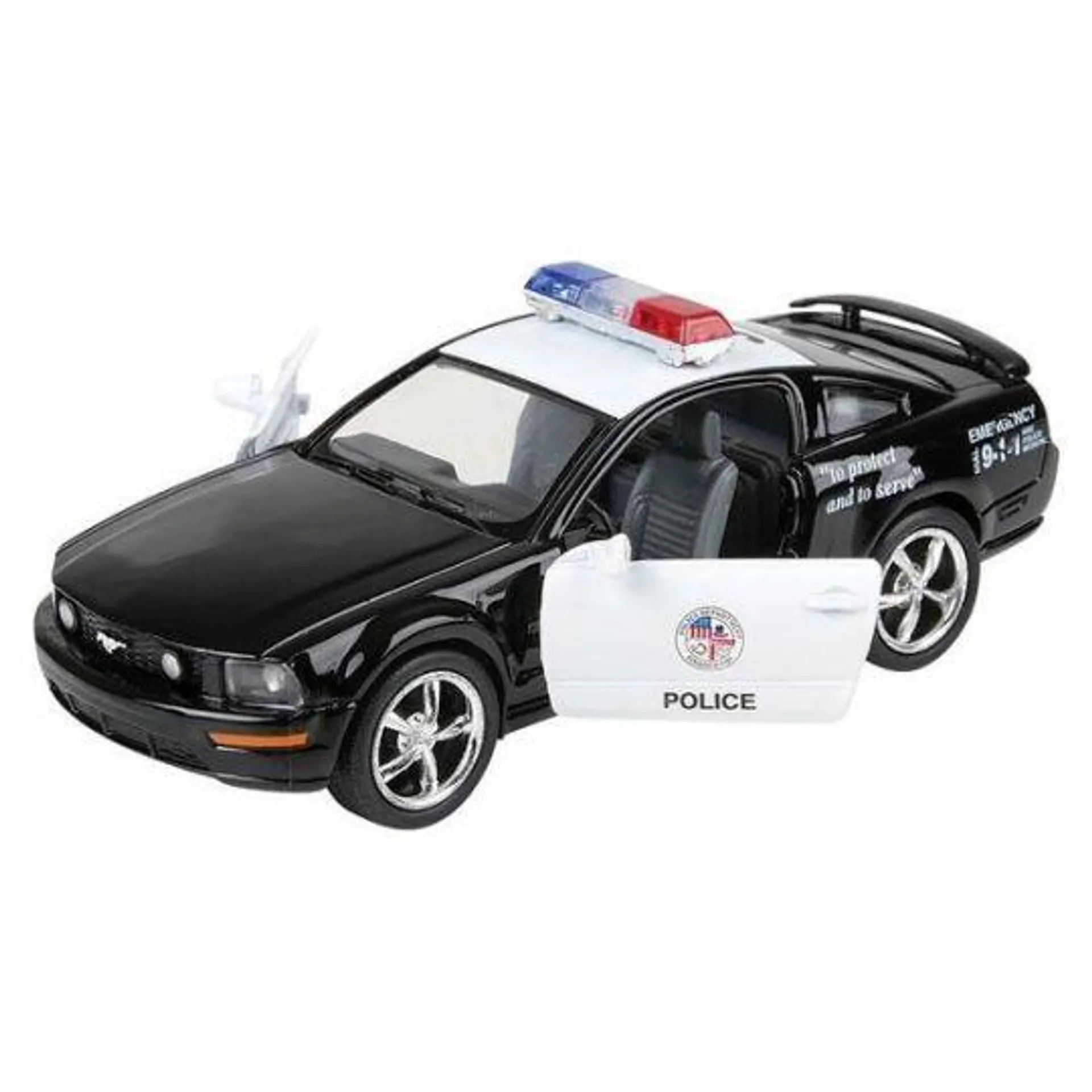 Rhode Island Novelty - Pull Back Die-Cast Metal Vehicle - 2006 FORD MUSTANG GT POLICE CAR (5 inch)
