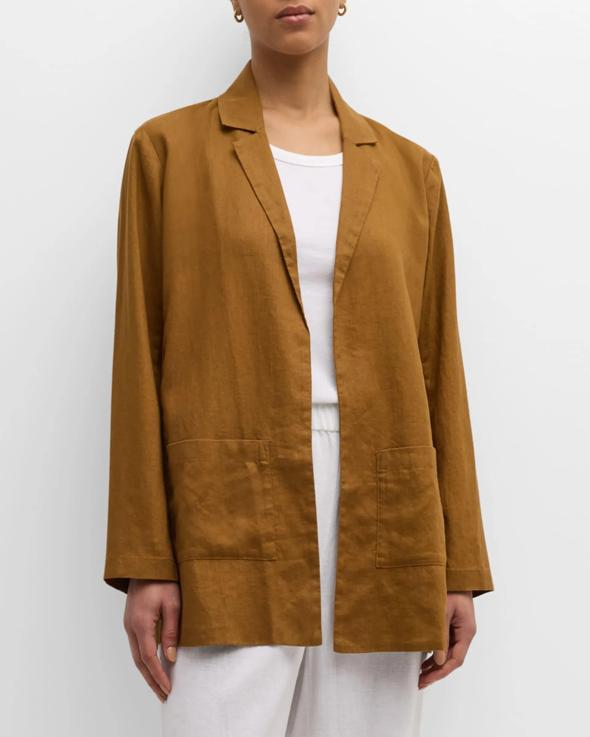 Open-Front Organic Linen Blazer