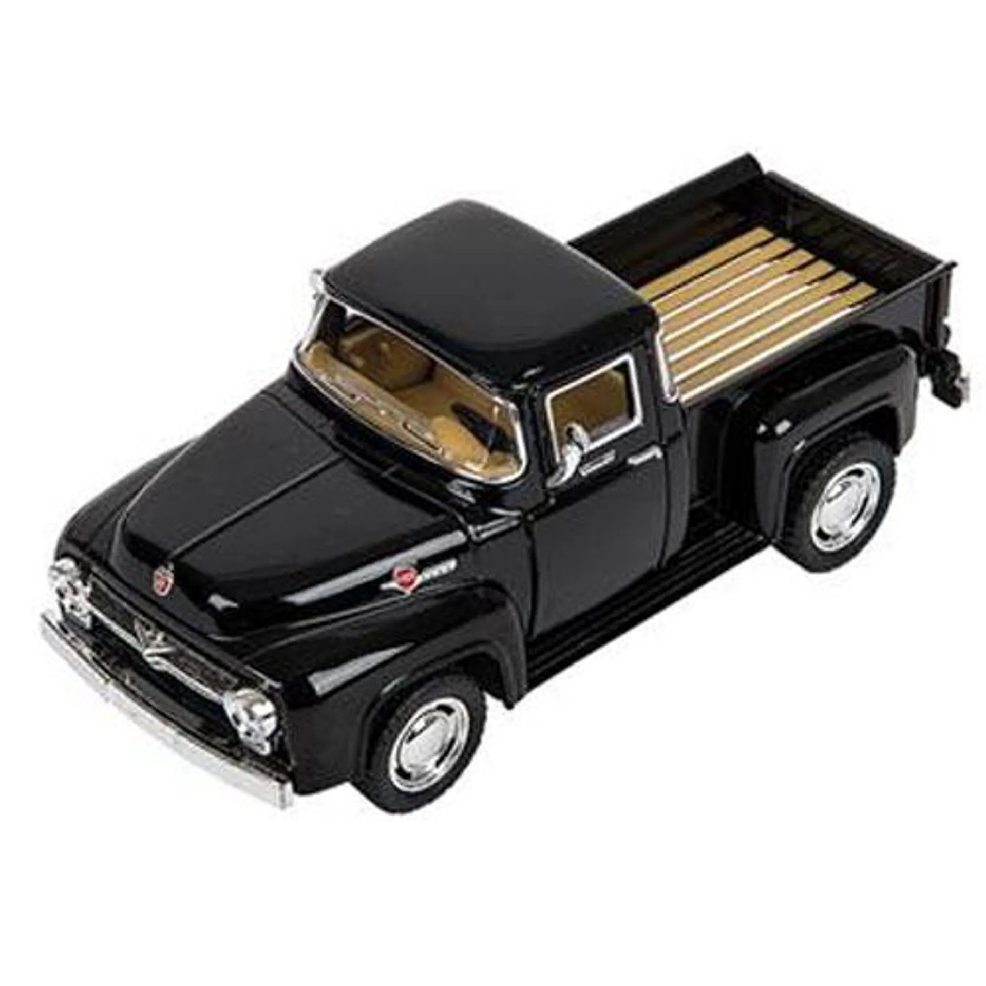 Rhode Island Novelty - Pull Back Die-Cast Metal Vehicle - 1956 FORD F-100 PICKUP (Black)(5 inch)