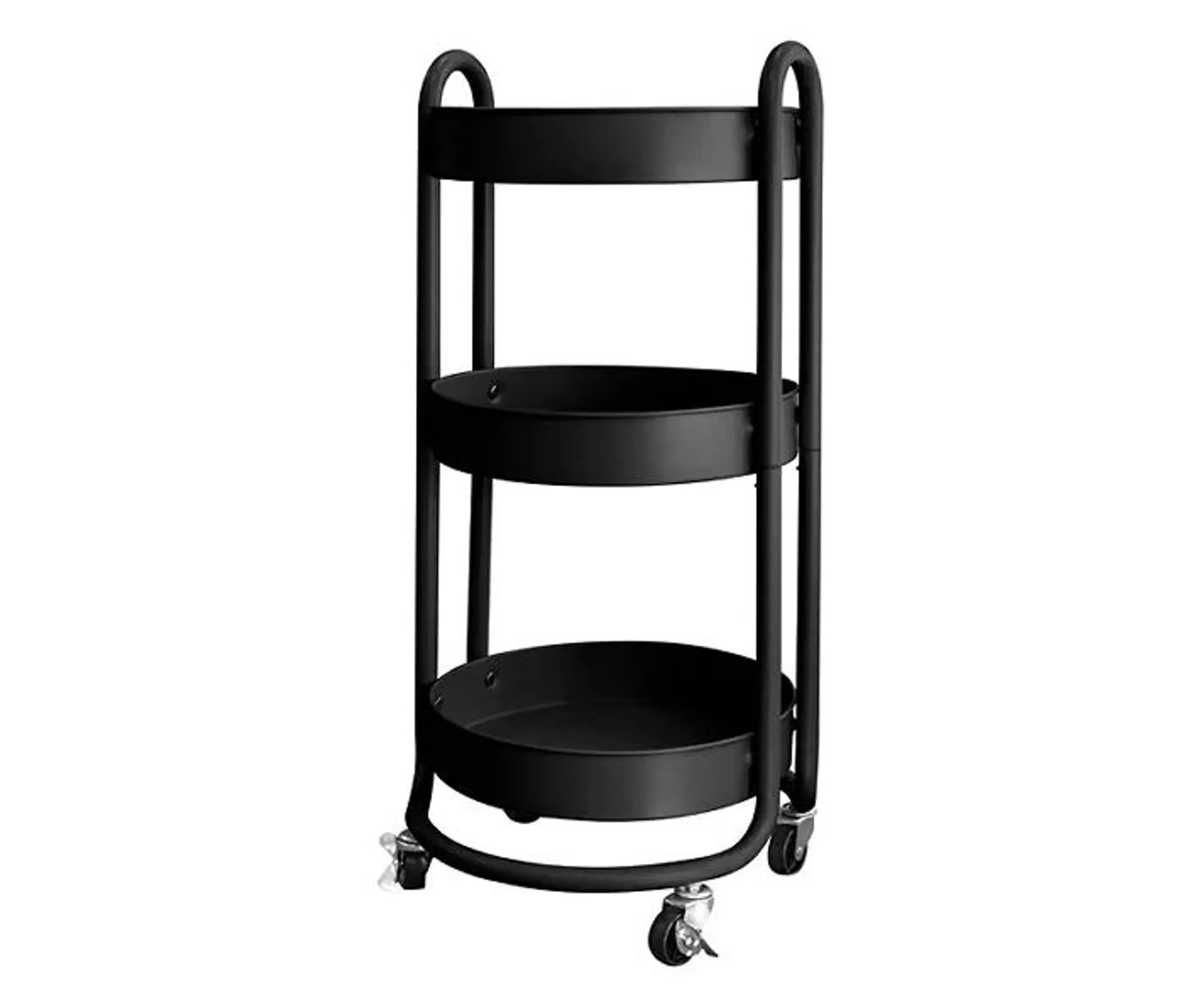 Black Onyx 3-Tier Round Metal Rolling Storage Cart