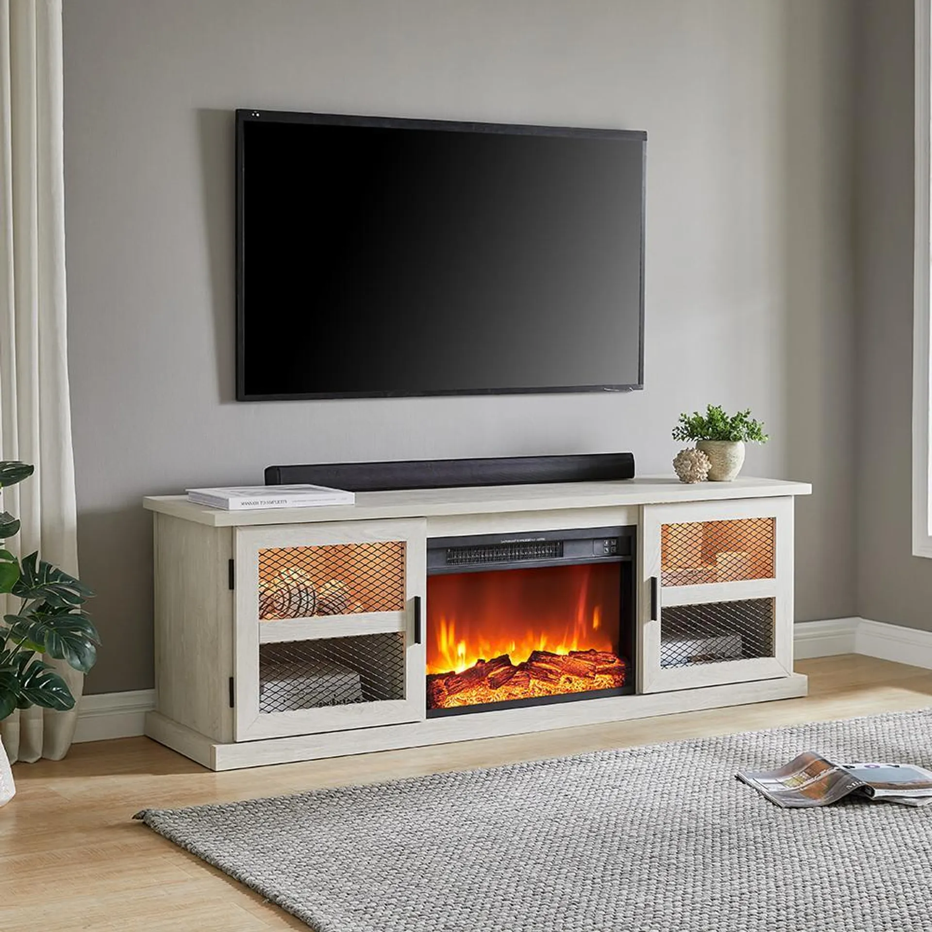 Elliot Unfold 62" TV Stand with Fireplace